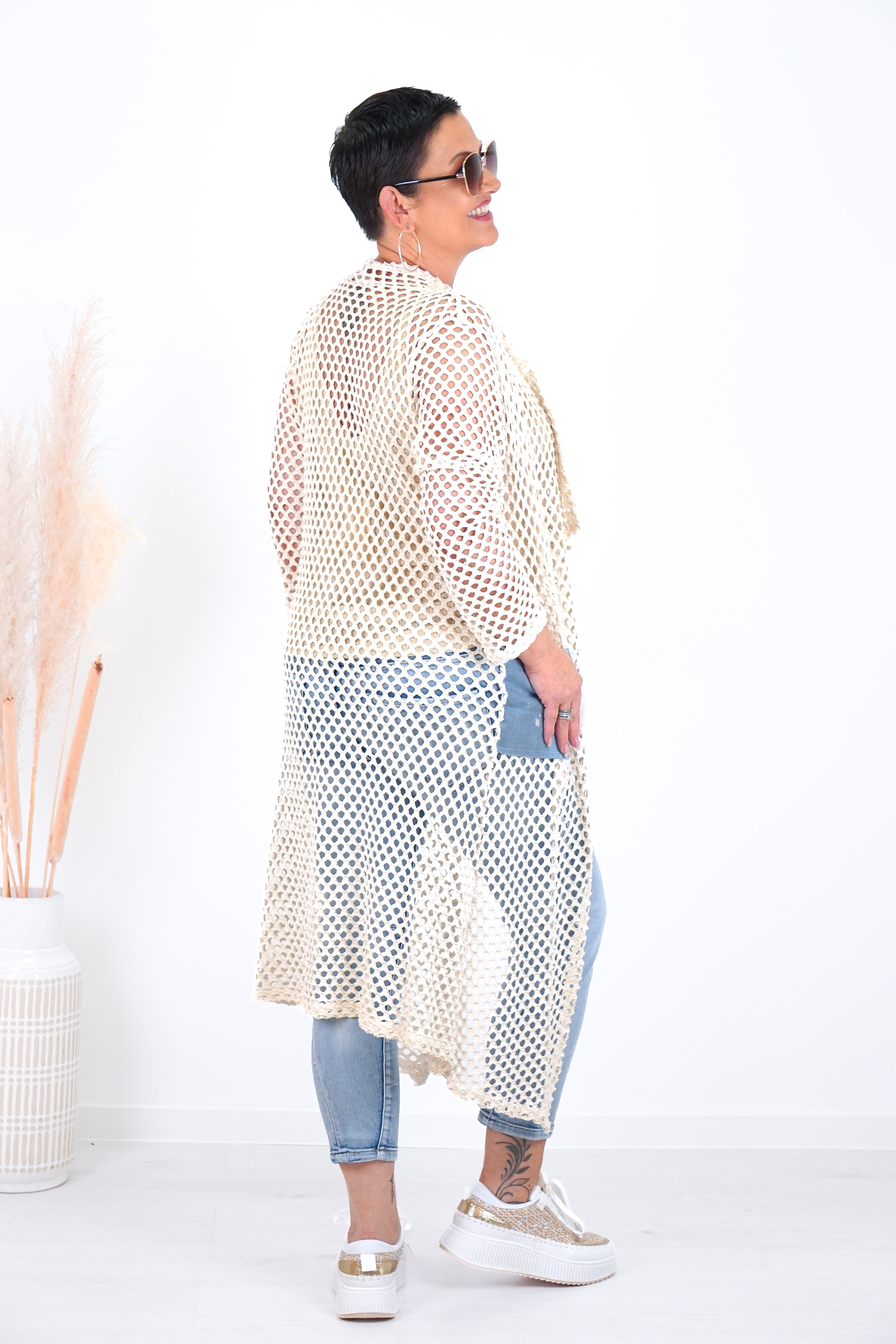 Häkeljacke Gold schimmernd