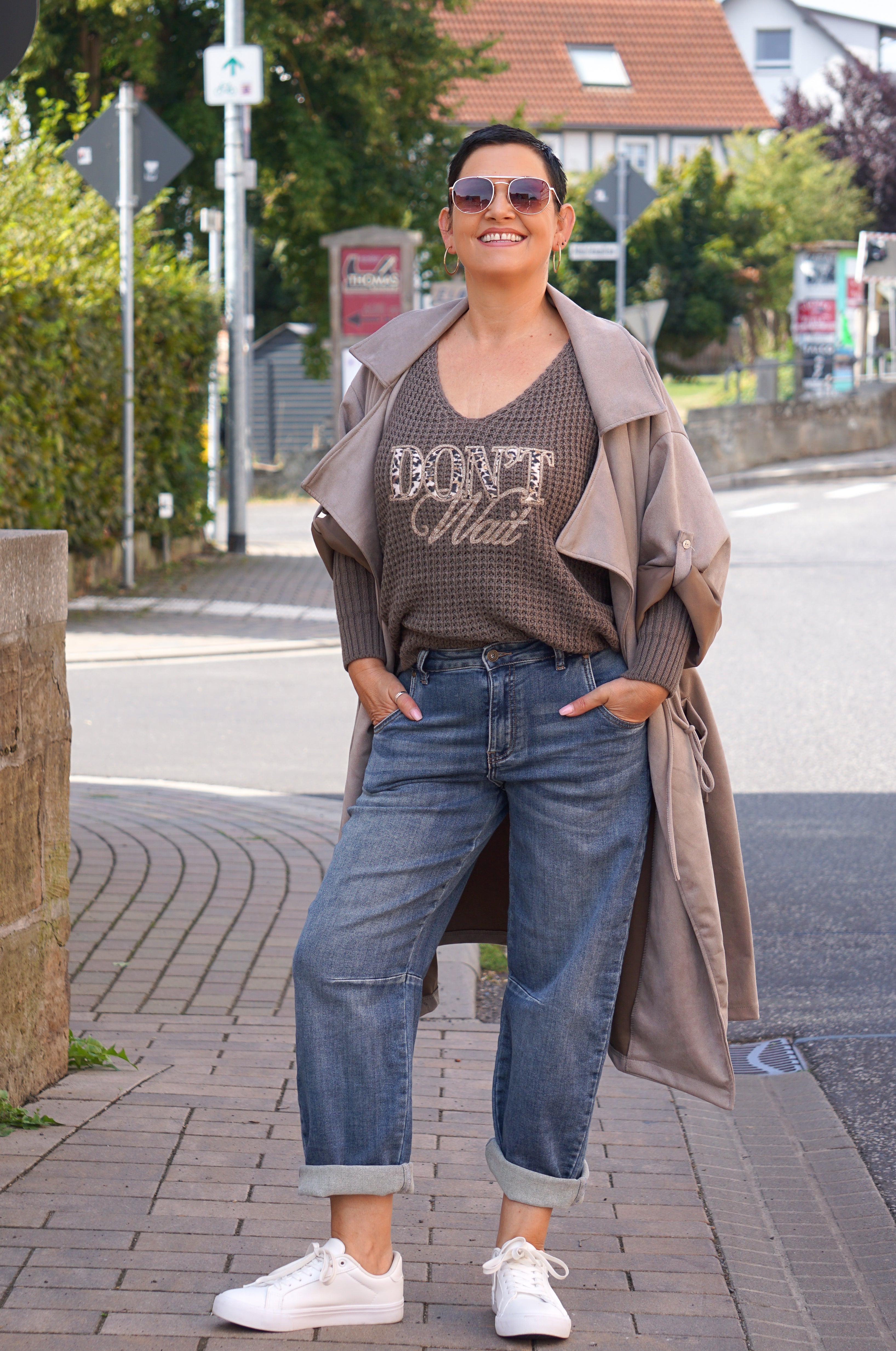 Strickpulli "don’t wait", taupe