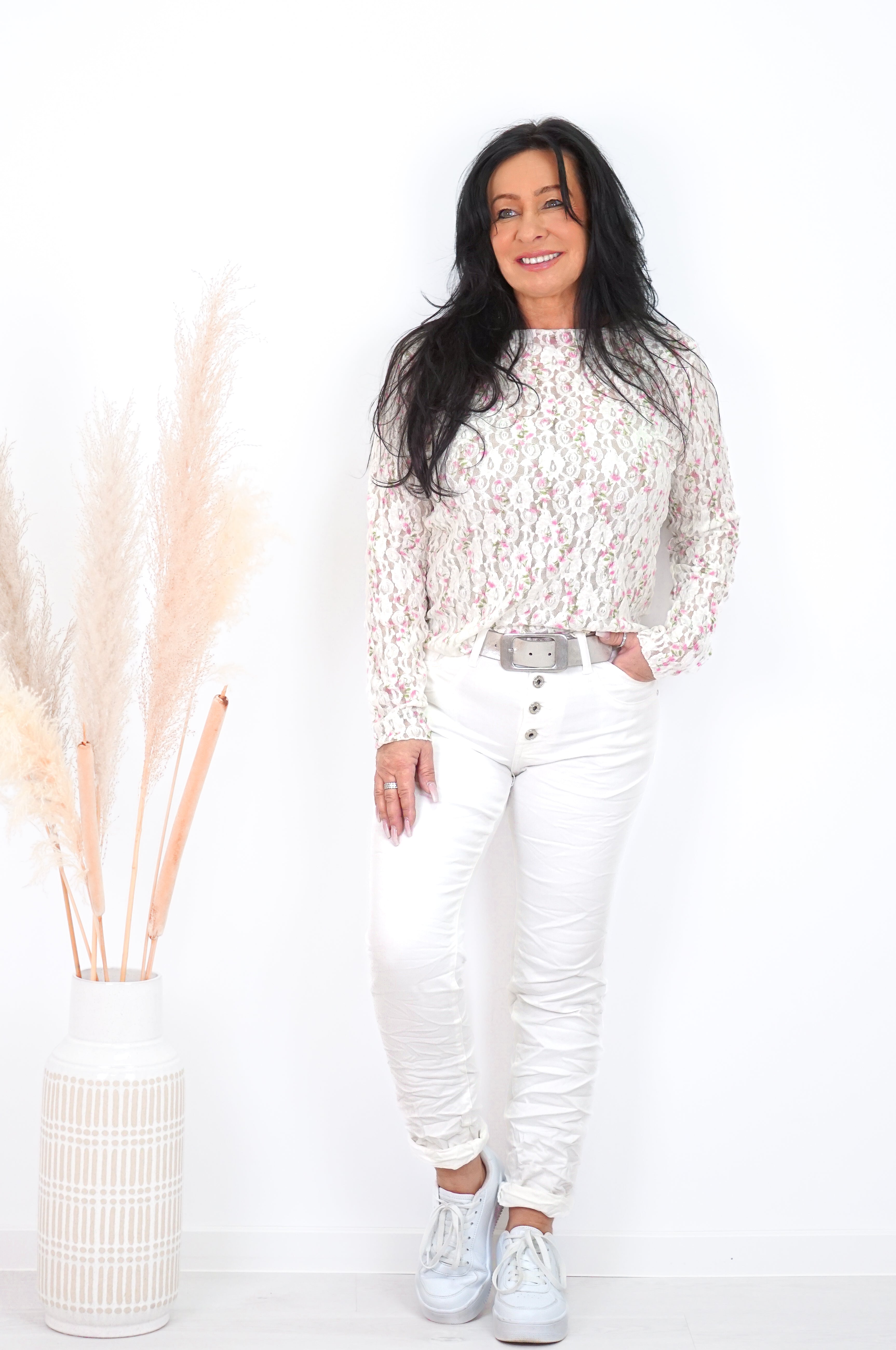 Spitzenshirt „flower“, Off white