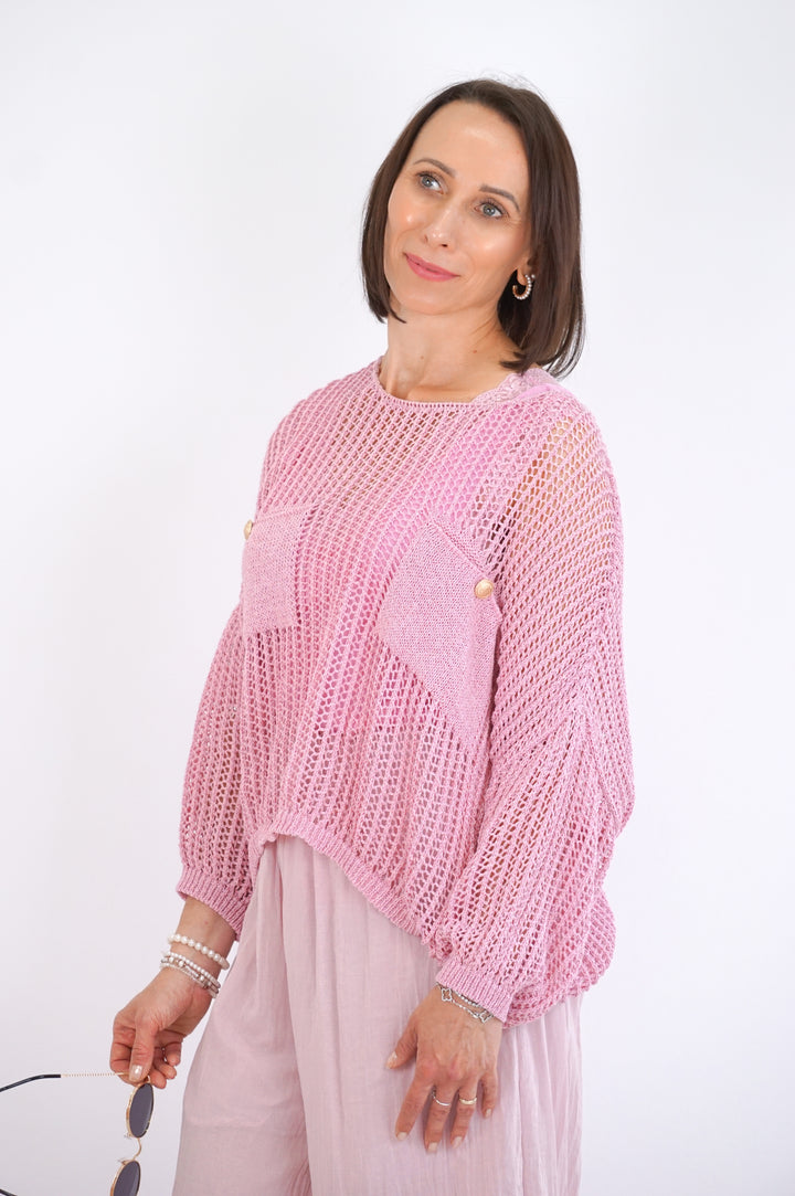 Häkelshirt "sparkle" rose