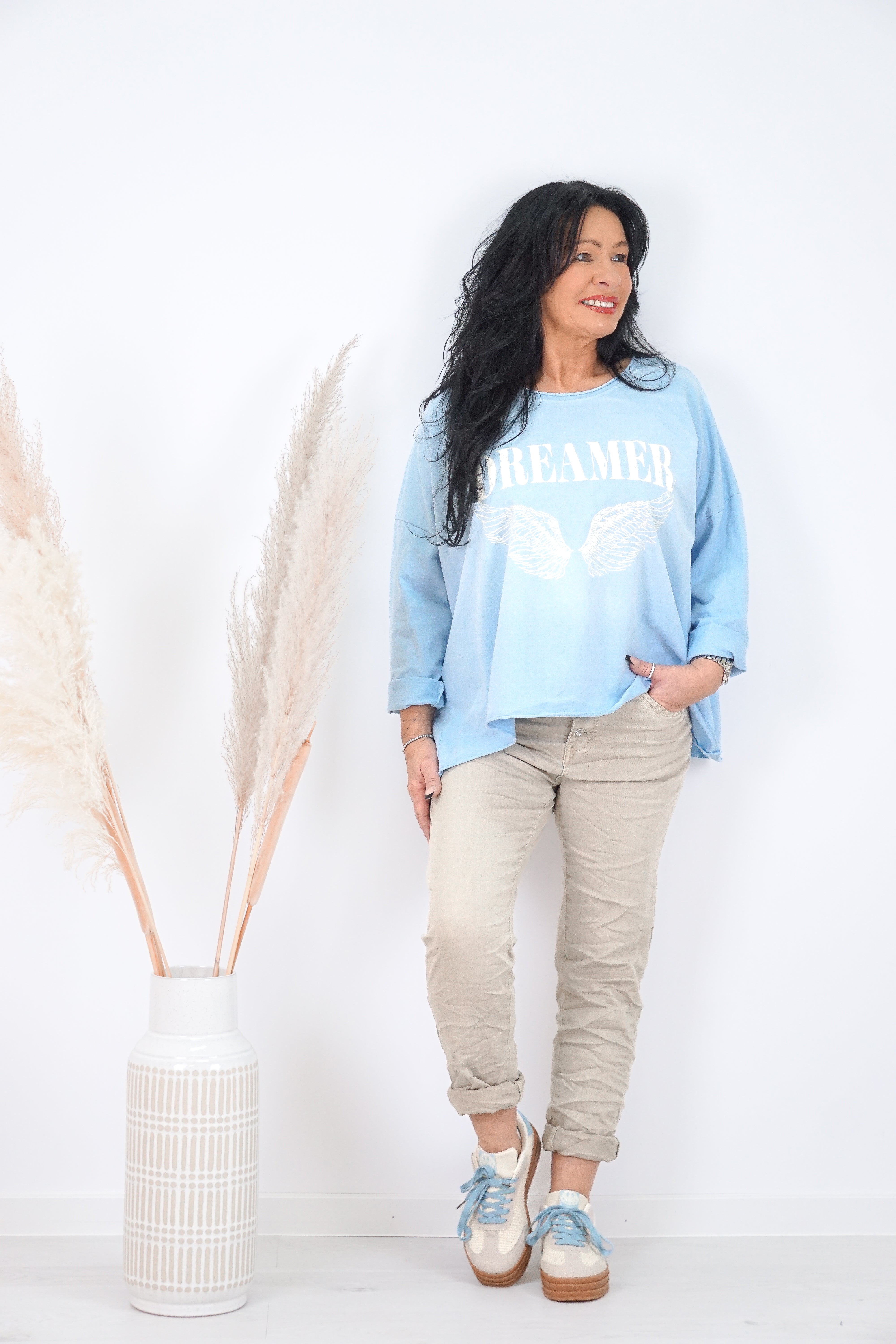 Langarmshirt „DREAMER“, hellblau