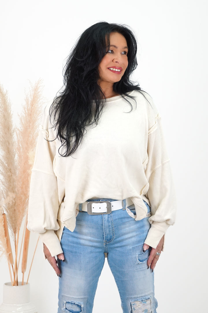 Basic Sweatshirt, hellbeige