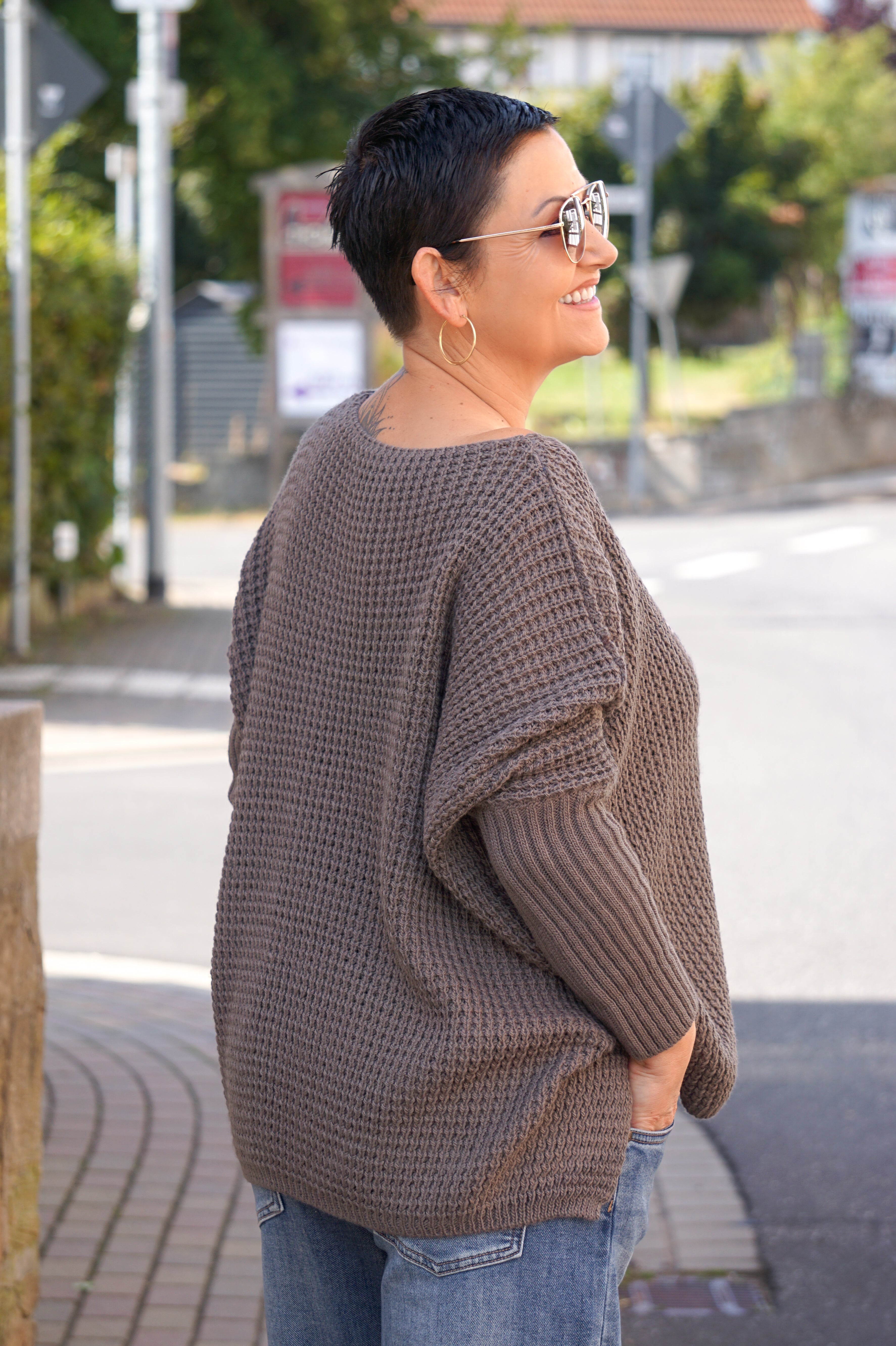 Strickpulli "don’t wait", taupe