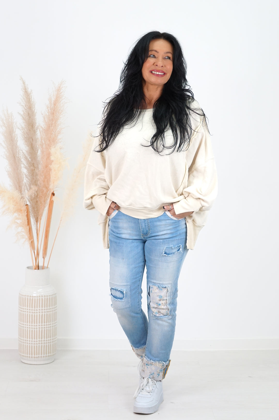 Basic Sweatshirt, hellbeige
