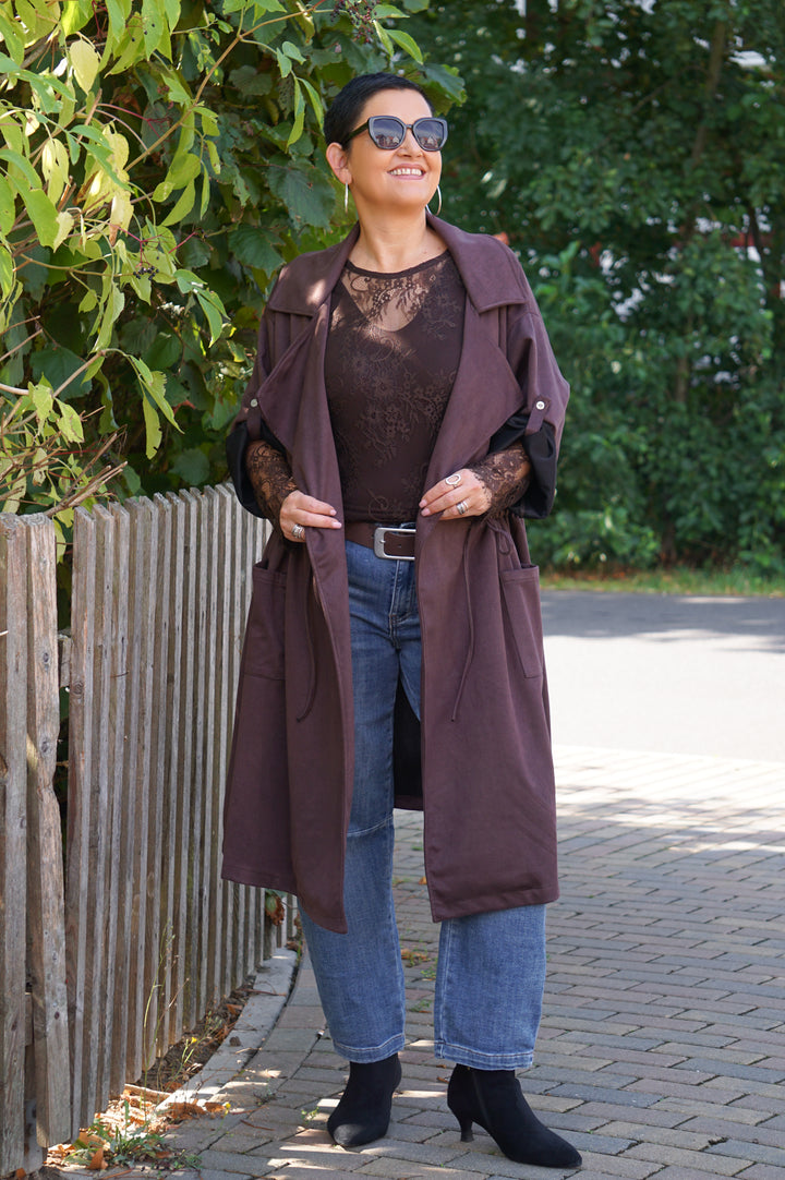 Spitzenshirt, schokobraun