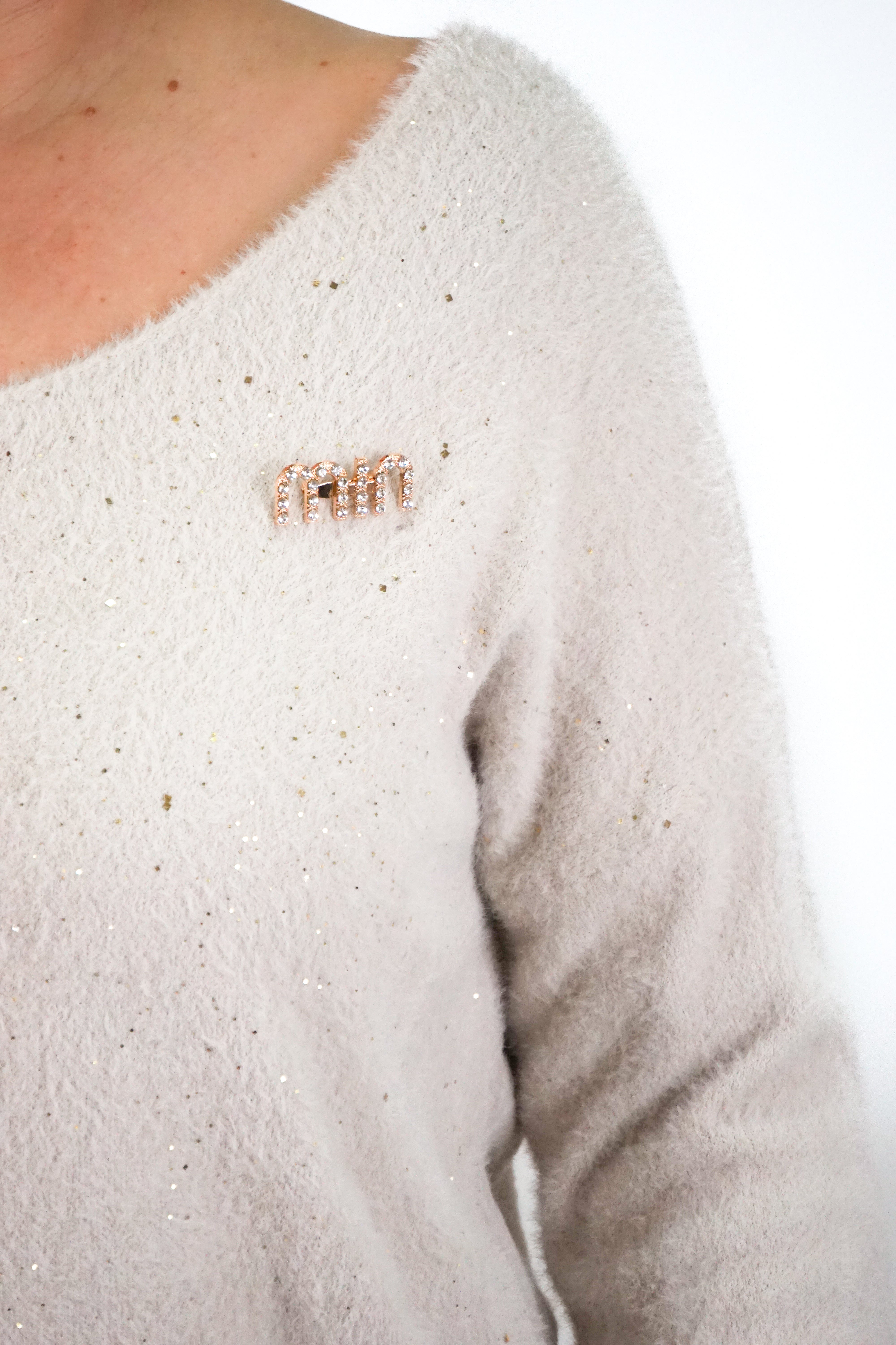 Flauschiger Feinstrickpulli „sparkle“, beige