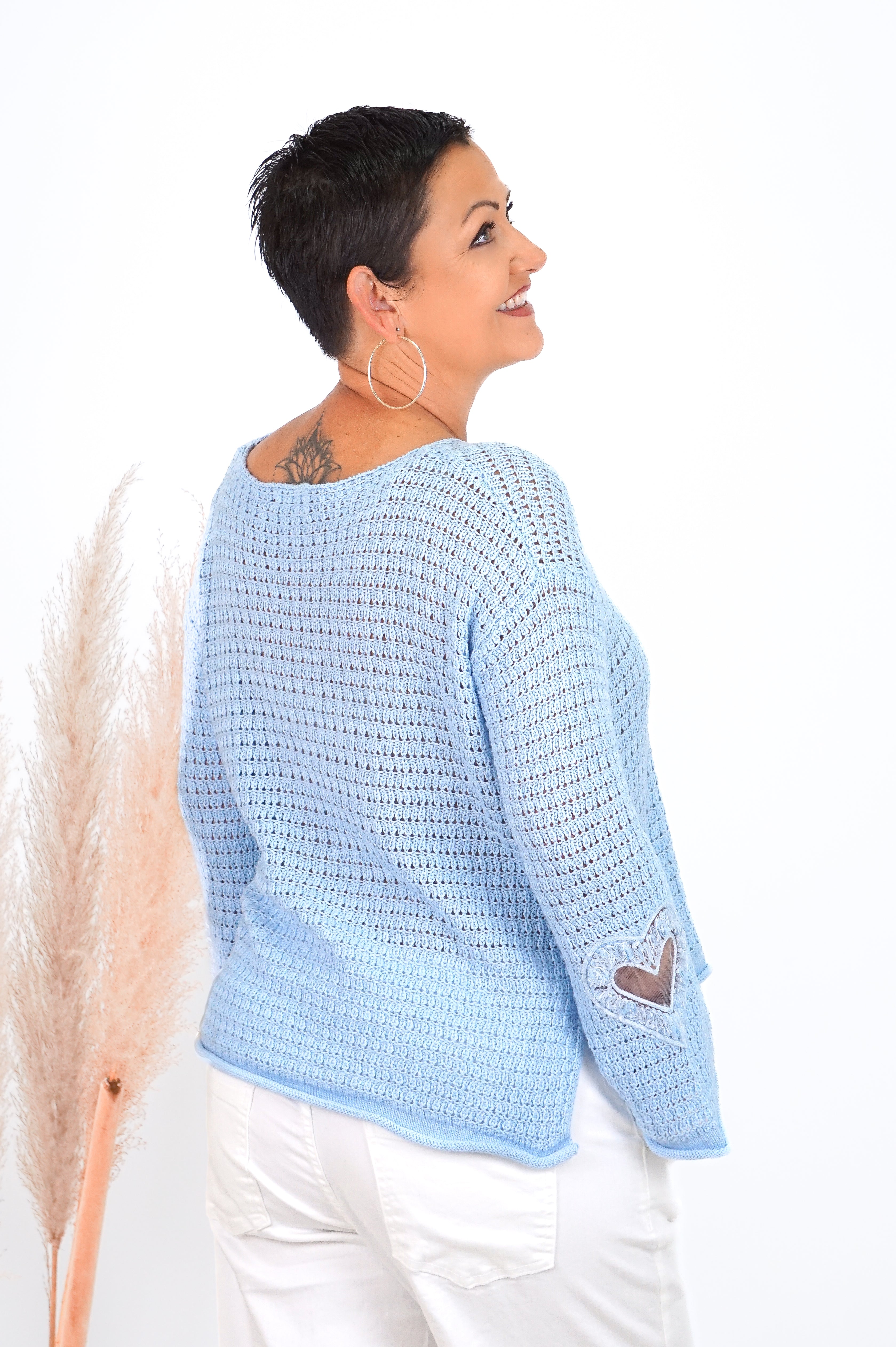 Häkelshirt "lovely", hellblau