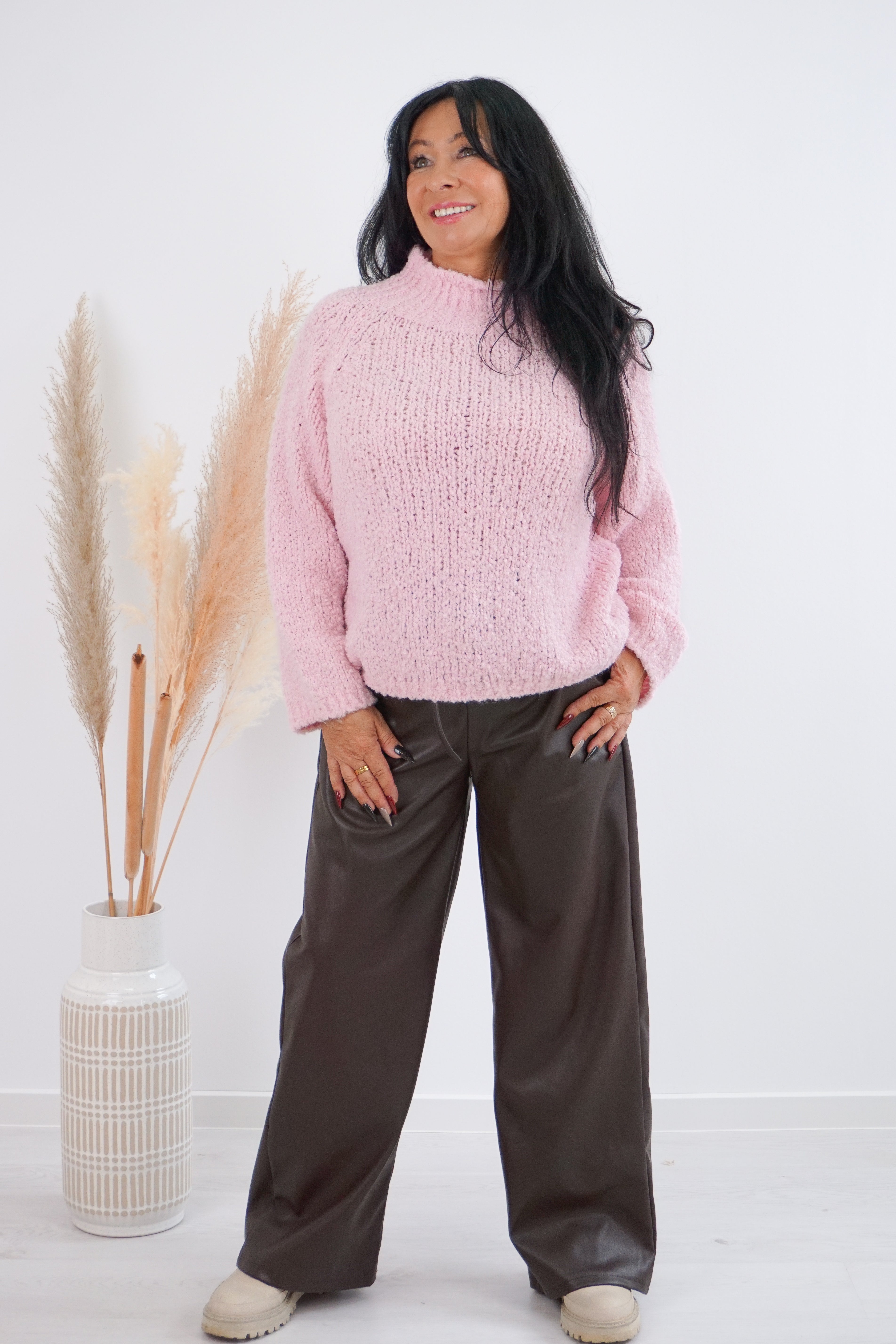Boucle Strickpulli, rosa