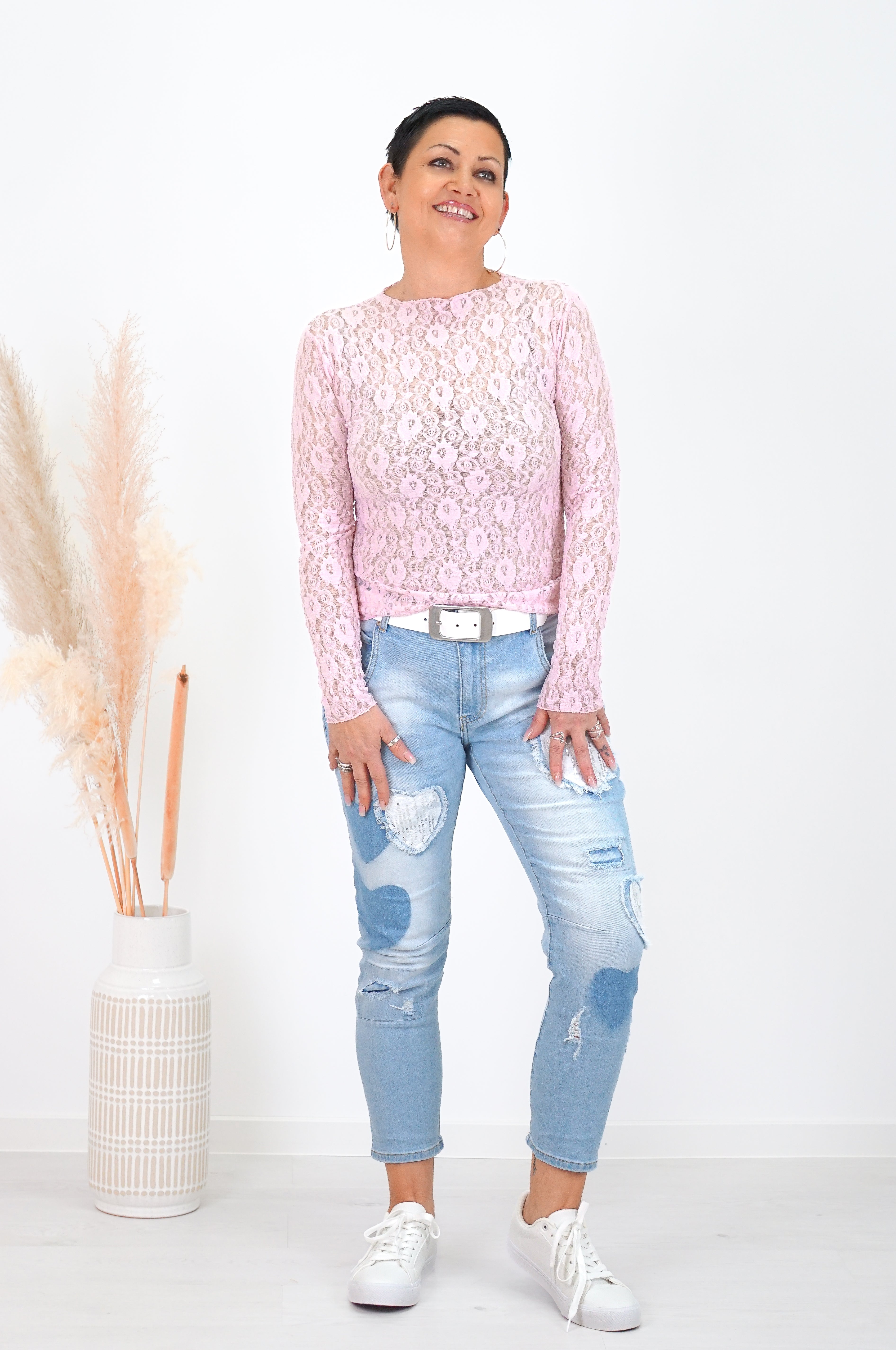 Spitzenshirt „spring“, rosa