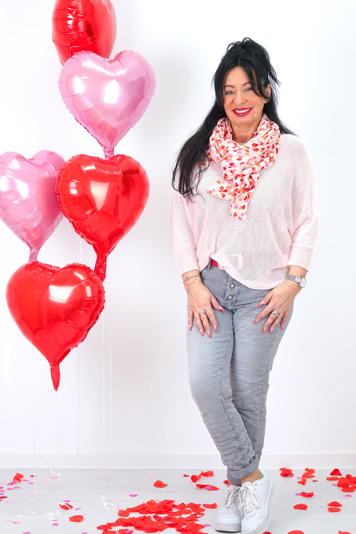 Viskose Tuch "golden love", rot/pink/rosa