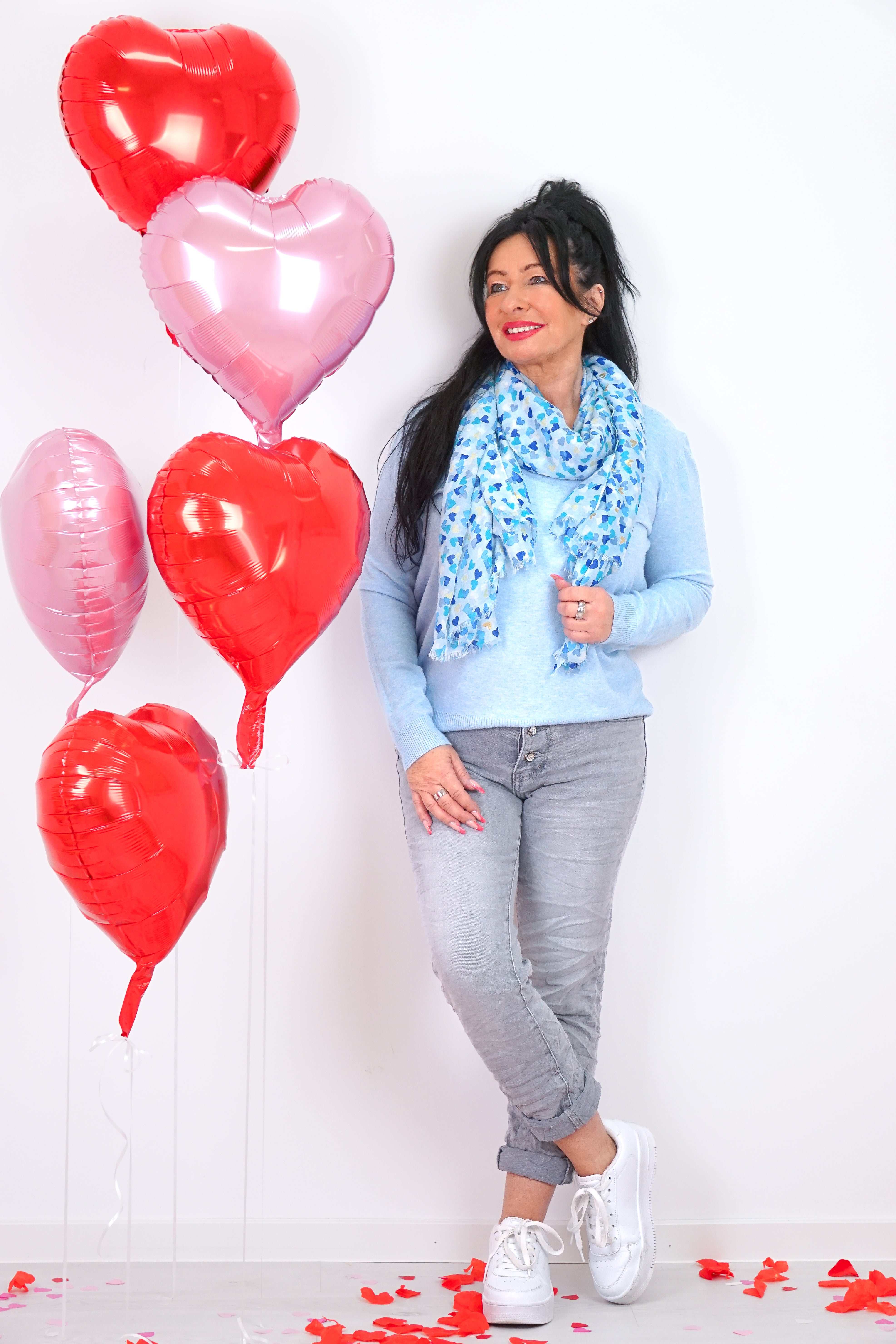 Basic Feinstrickpulli, hellblau