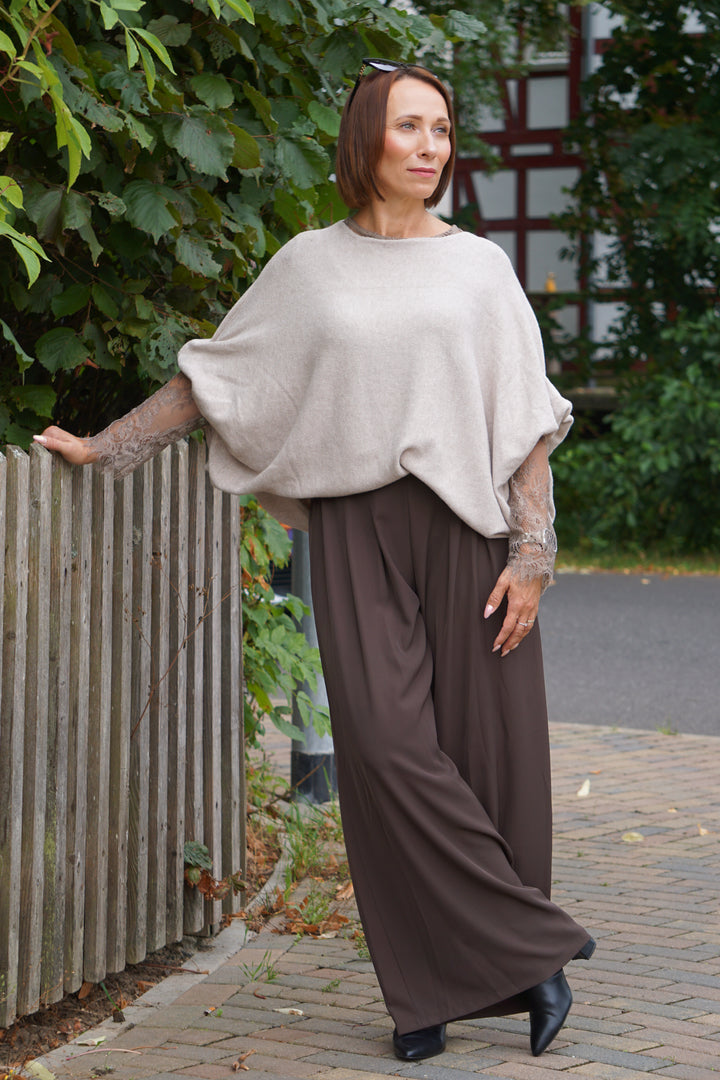 Spitzenshirt, taupe