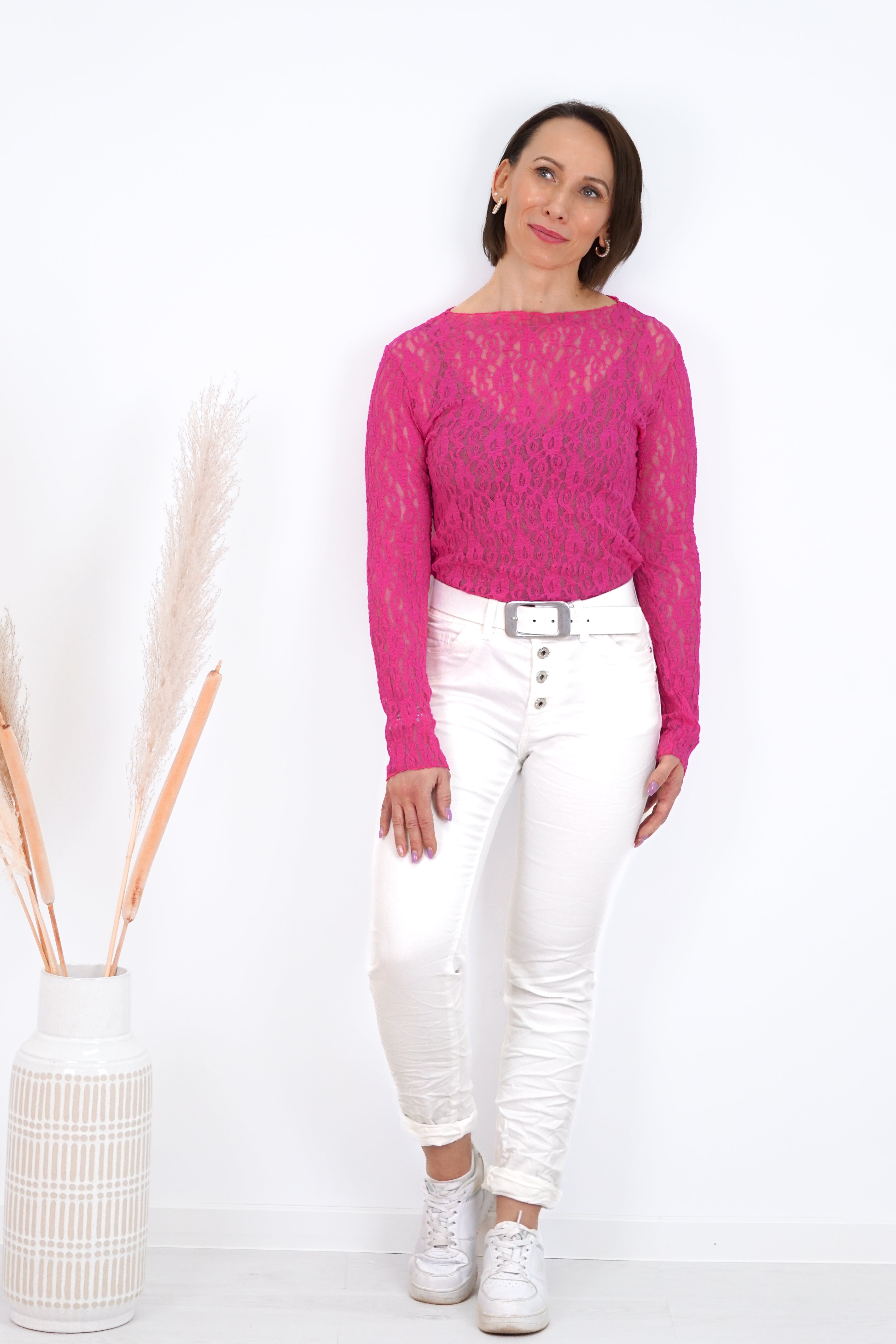 Spitzenshirt „spring“, pink