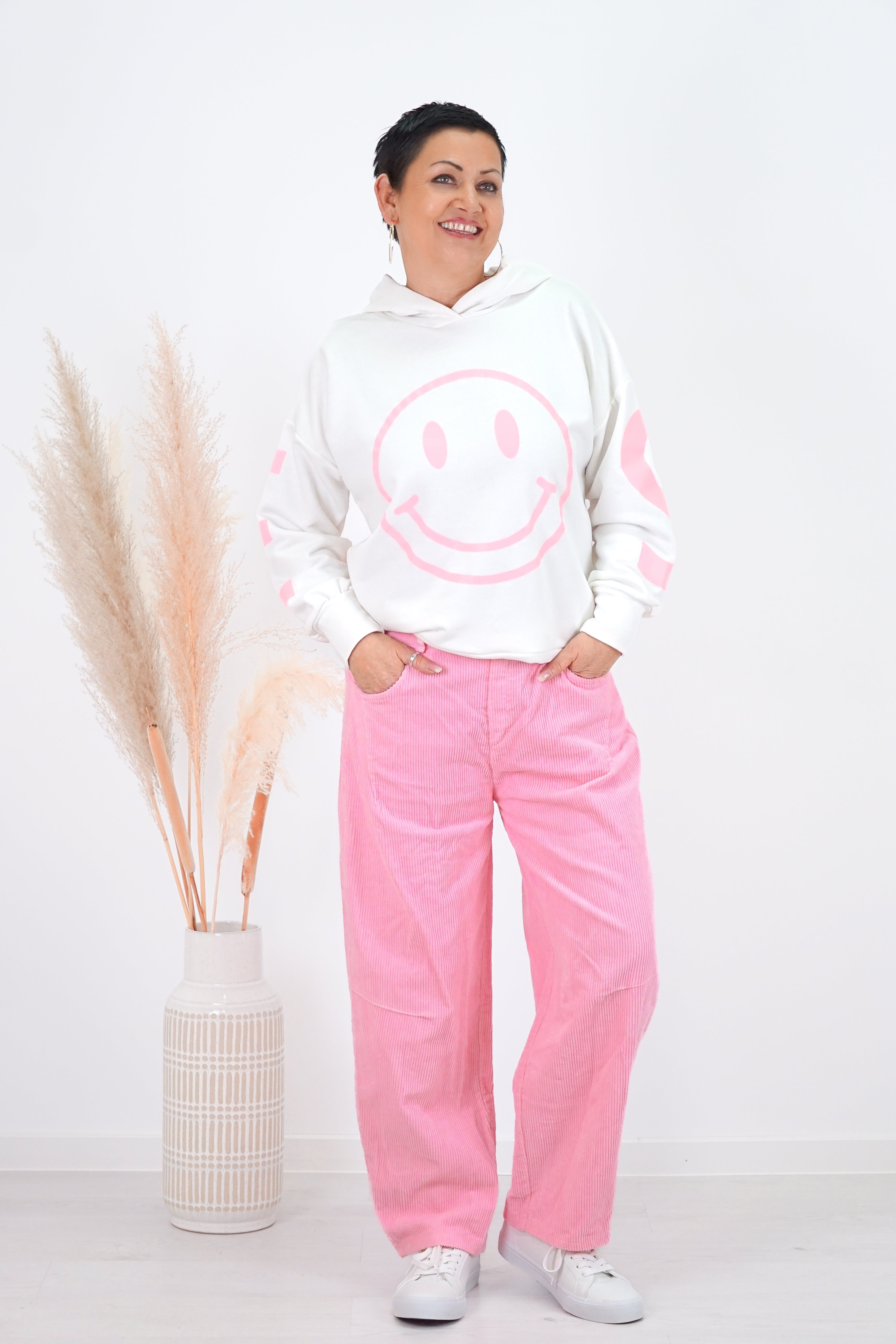Cordhose im Ballonfit, rosa