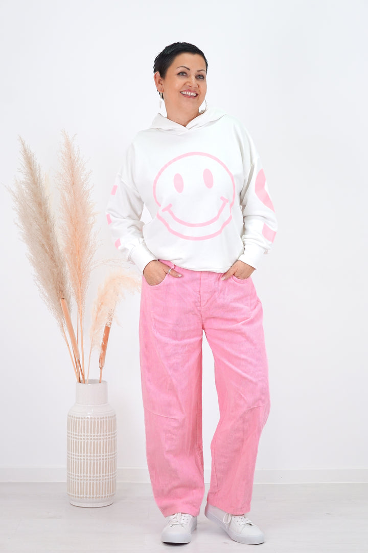 Cordhose im Ballonfit, rosa