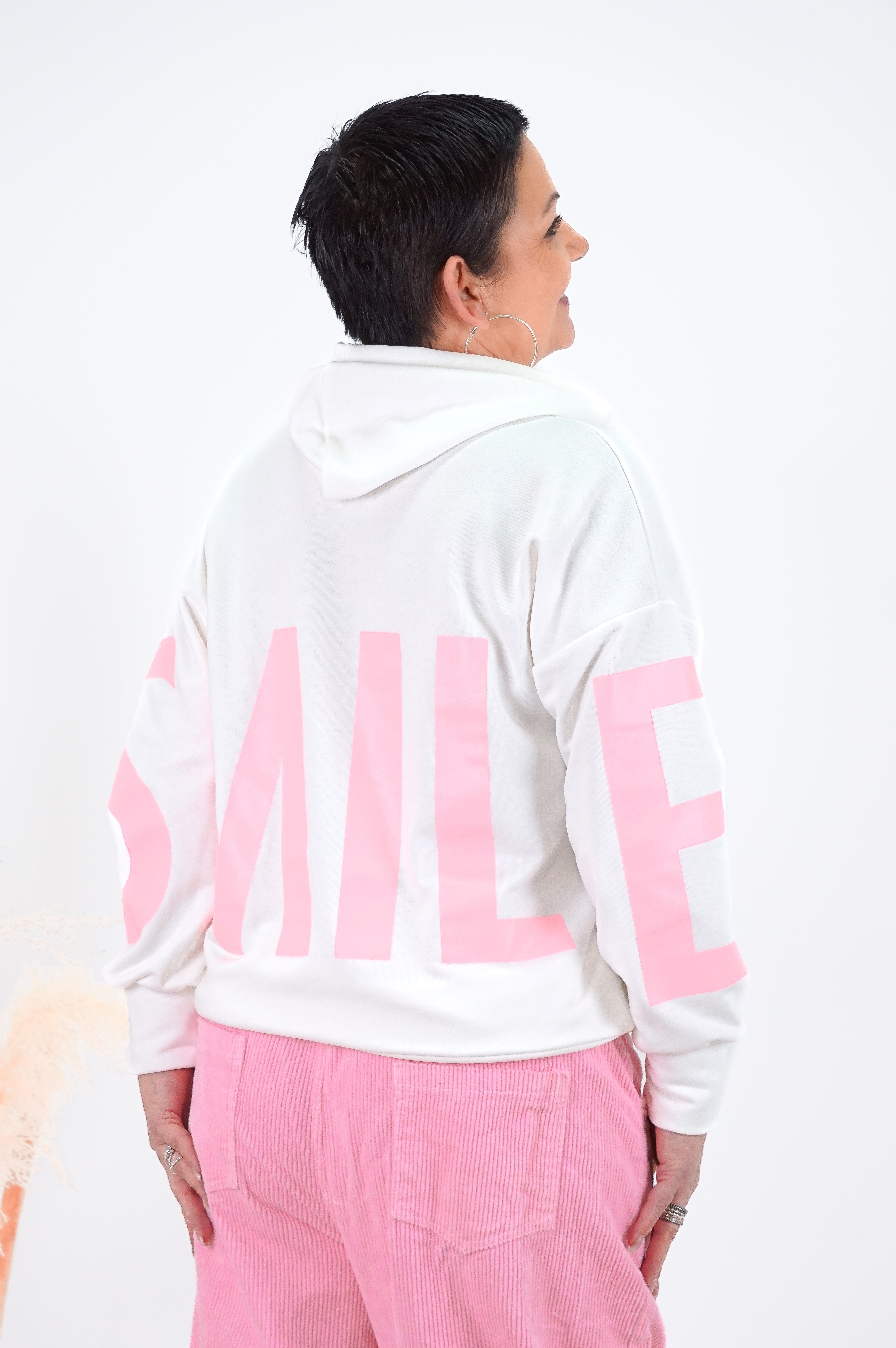 Hoodie "SMILE", offwhite/rosa