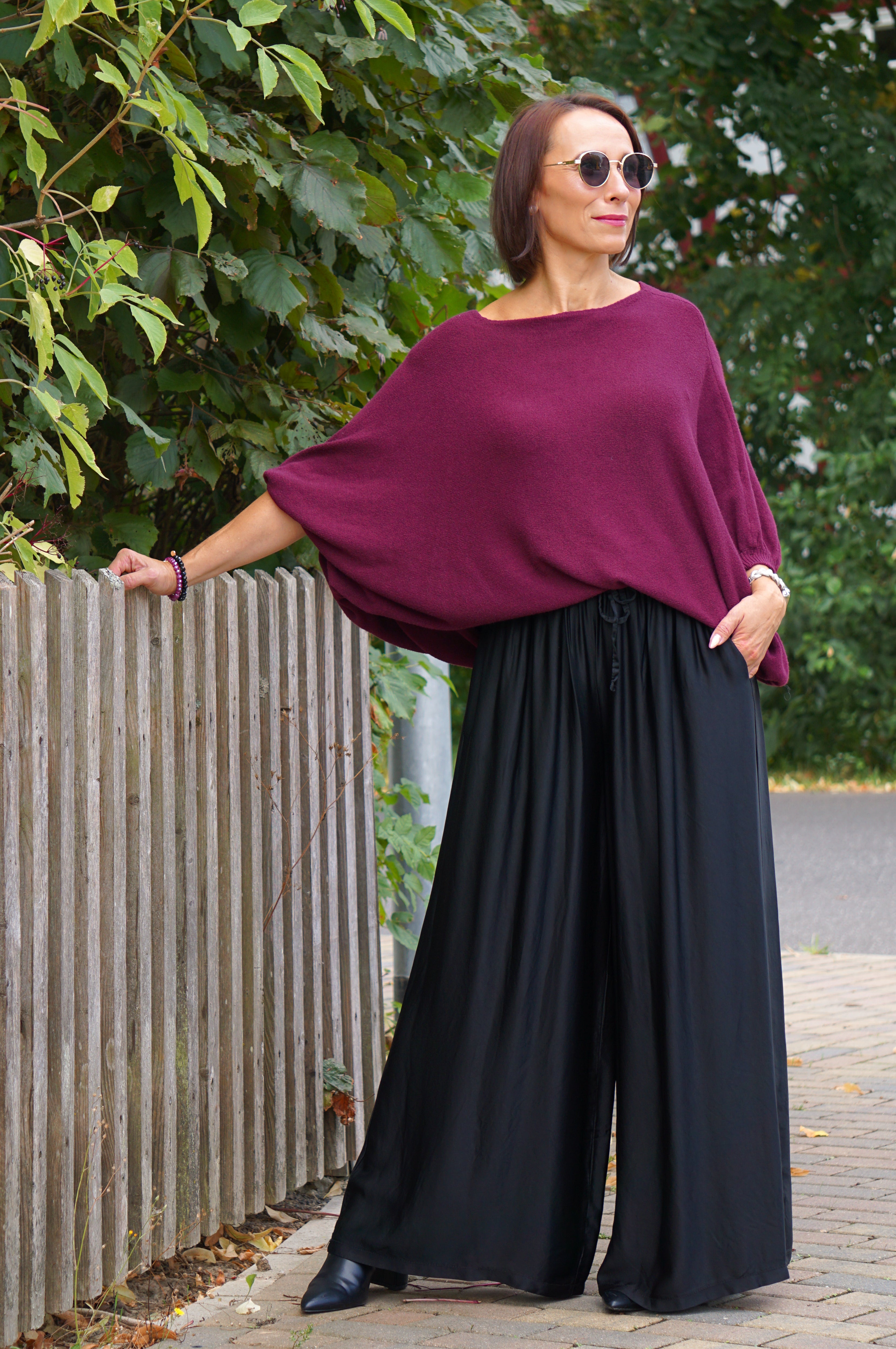 Satin Marlene mit Seide, schwarz