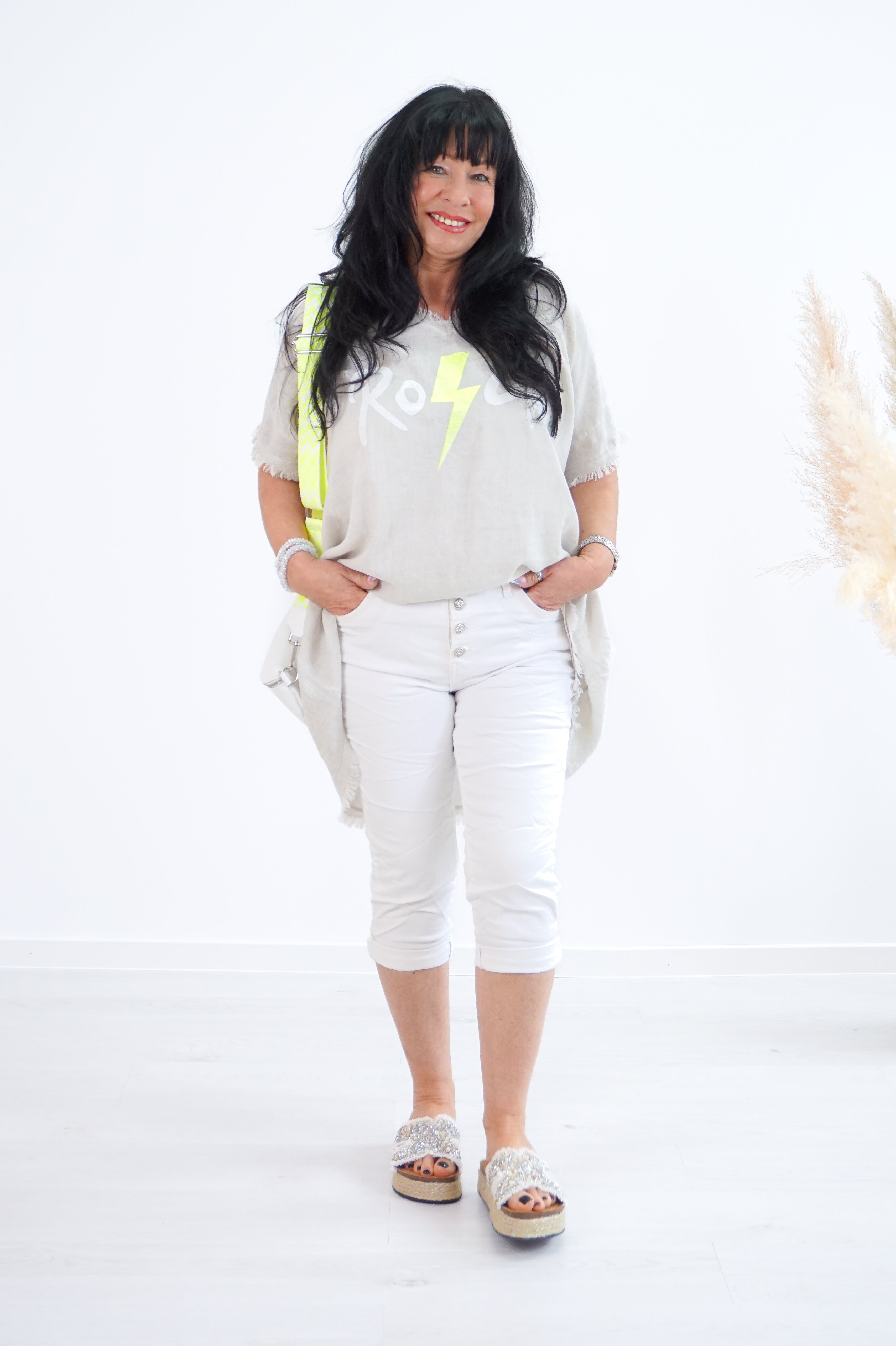 Basic Jewelly Caprijeans, weiß