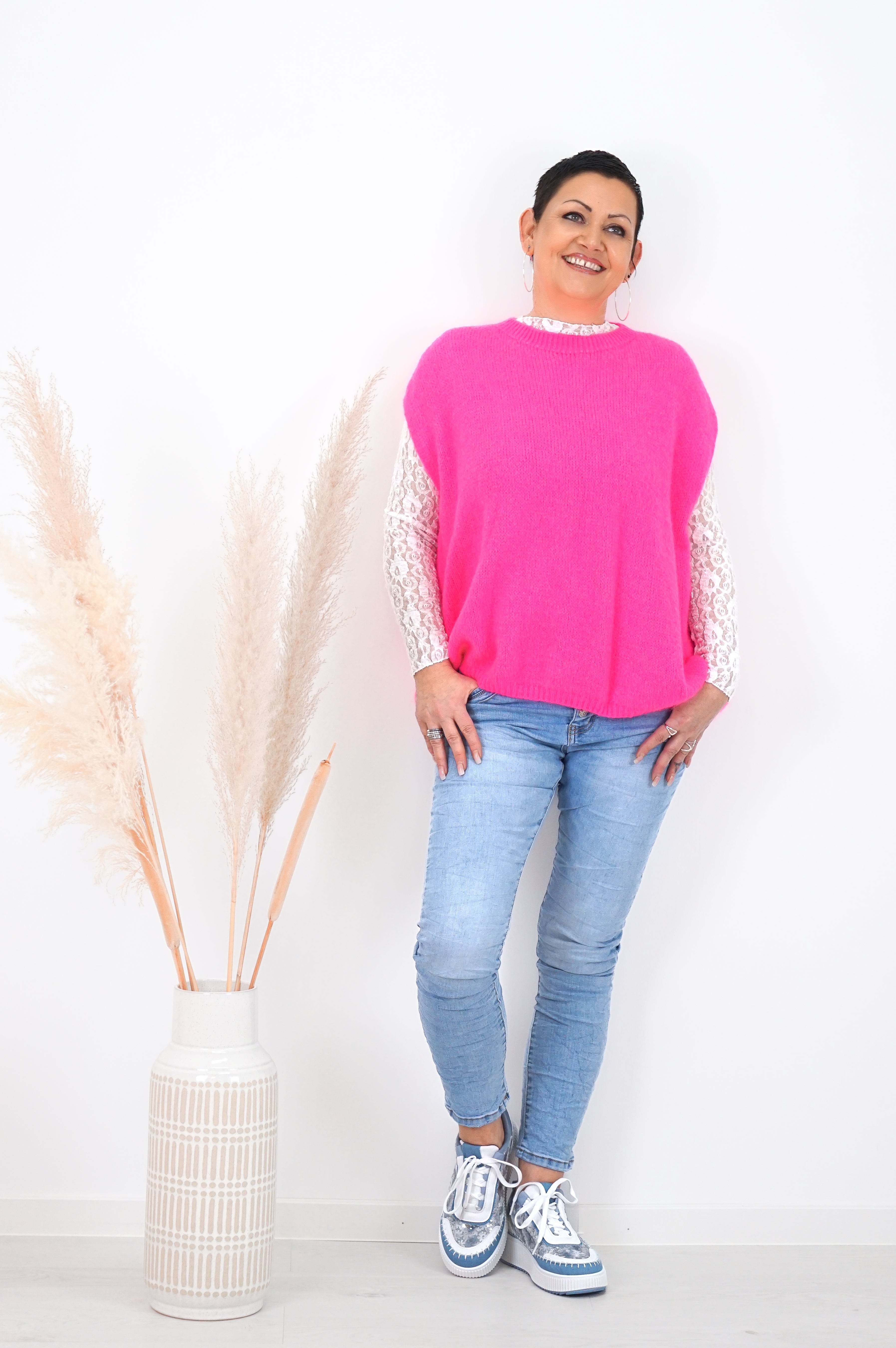 Strickpullunder, neonpink