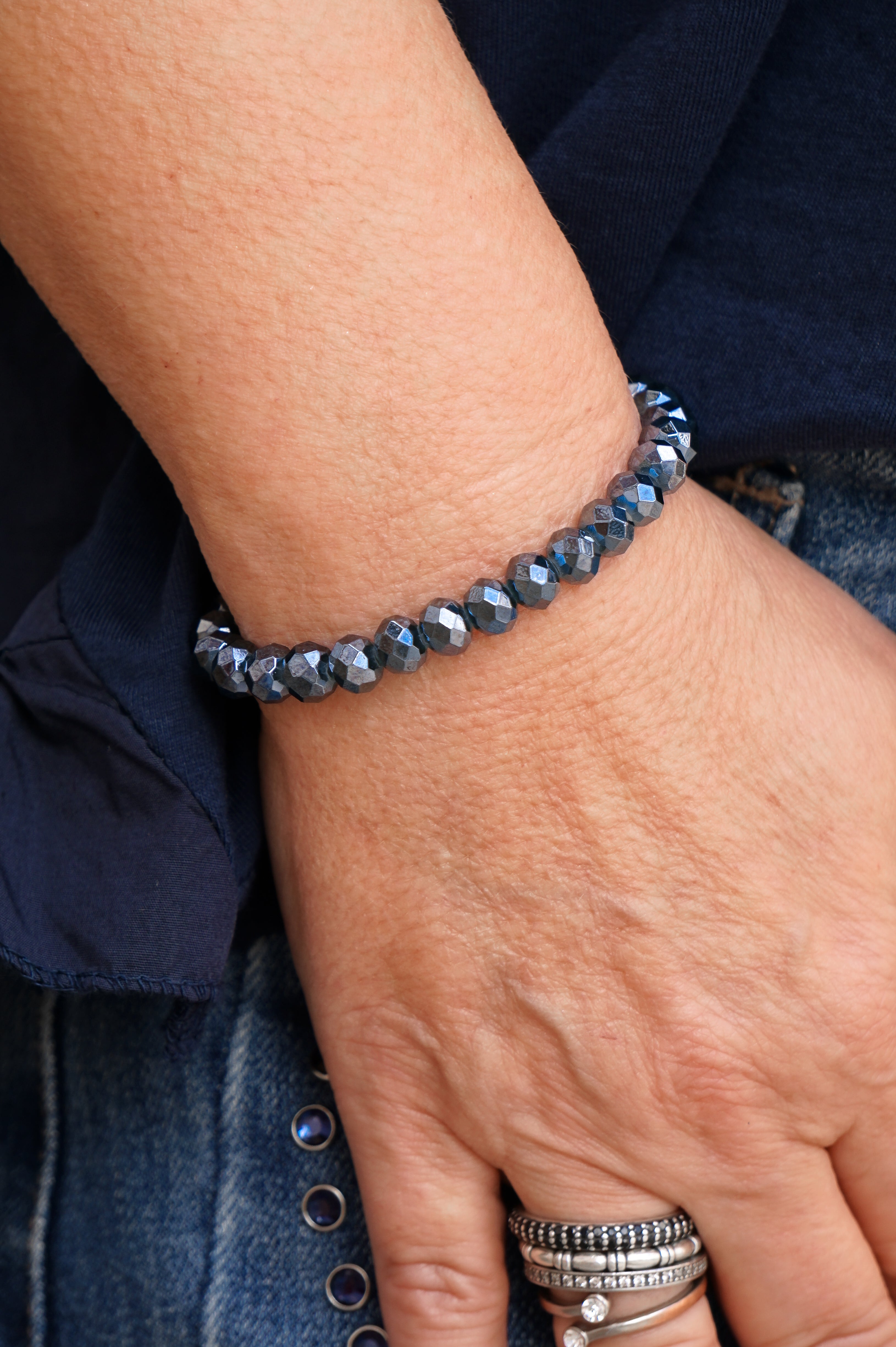 Perlenarmband, blau