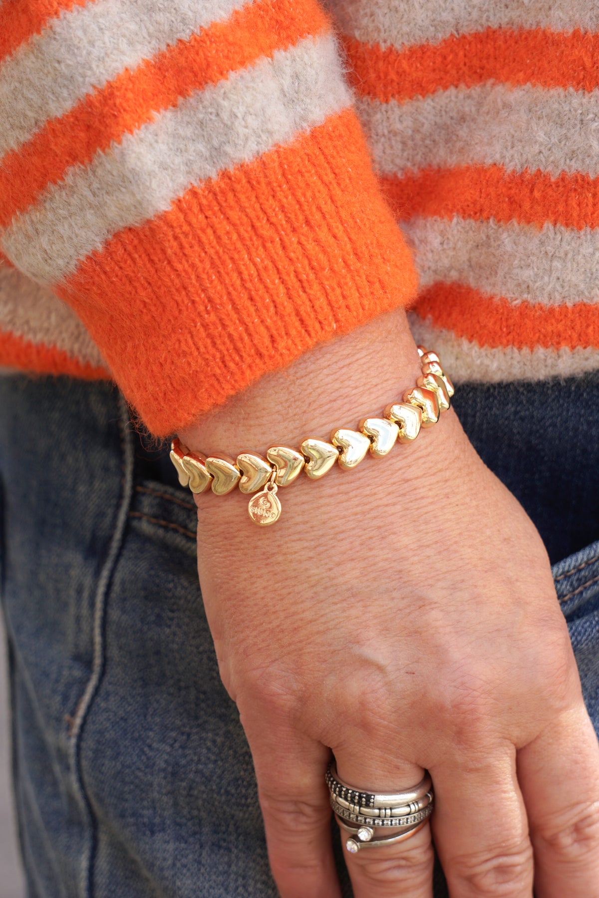 Perlenarmband "hearts", gold