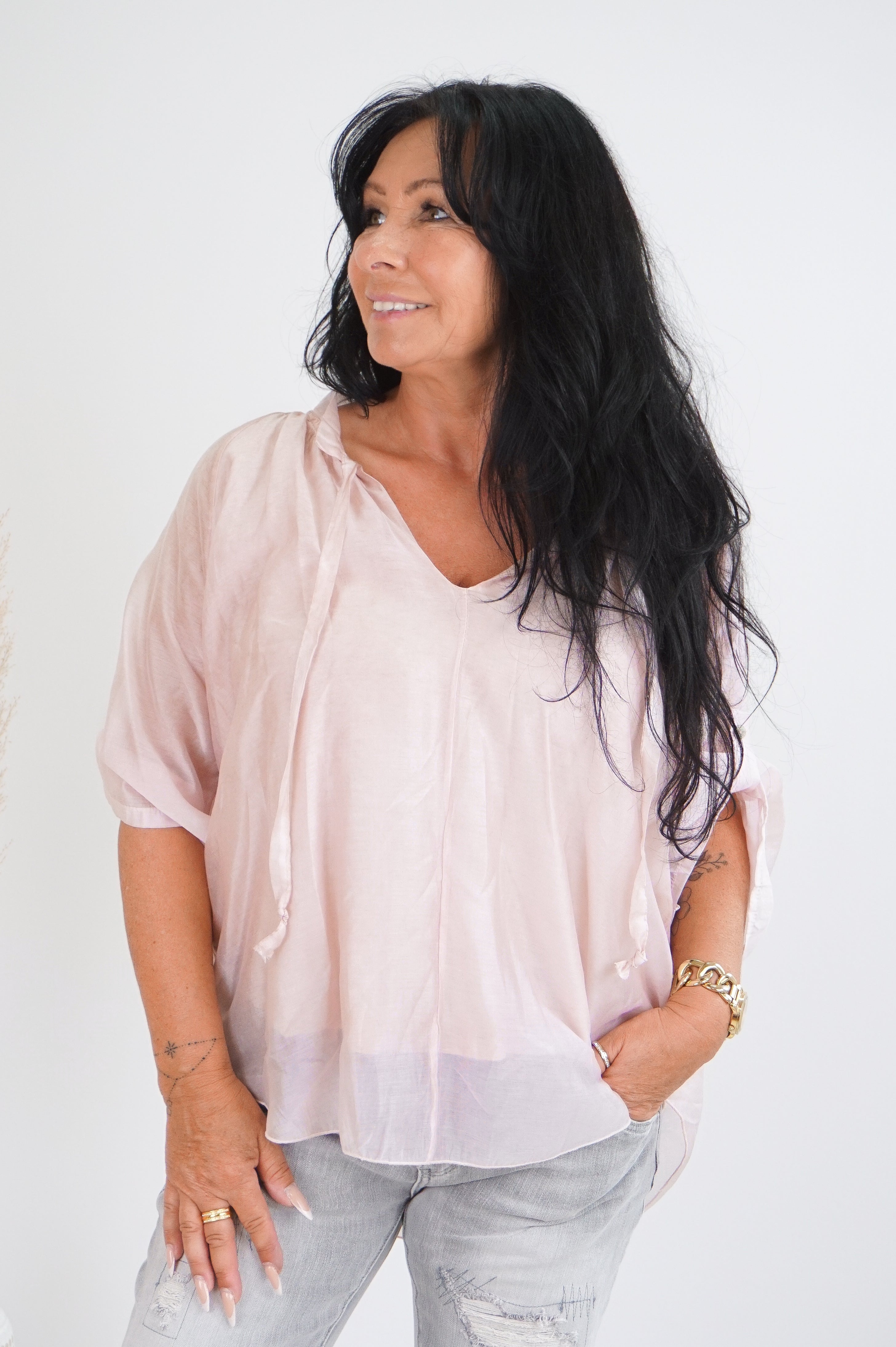 Bluse im Seiden Look, rose
