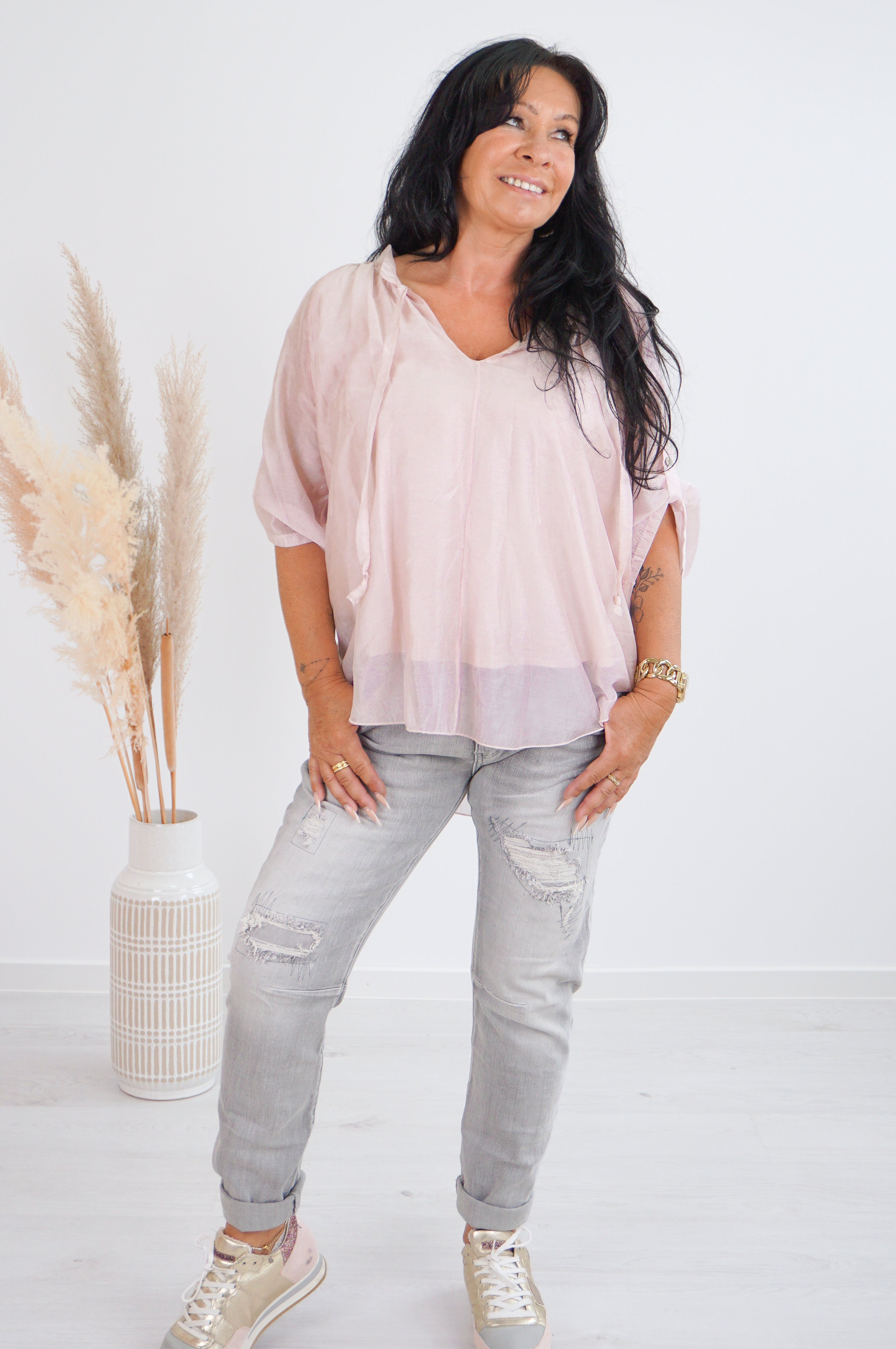 Bluse im Seiden Look, rose