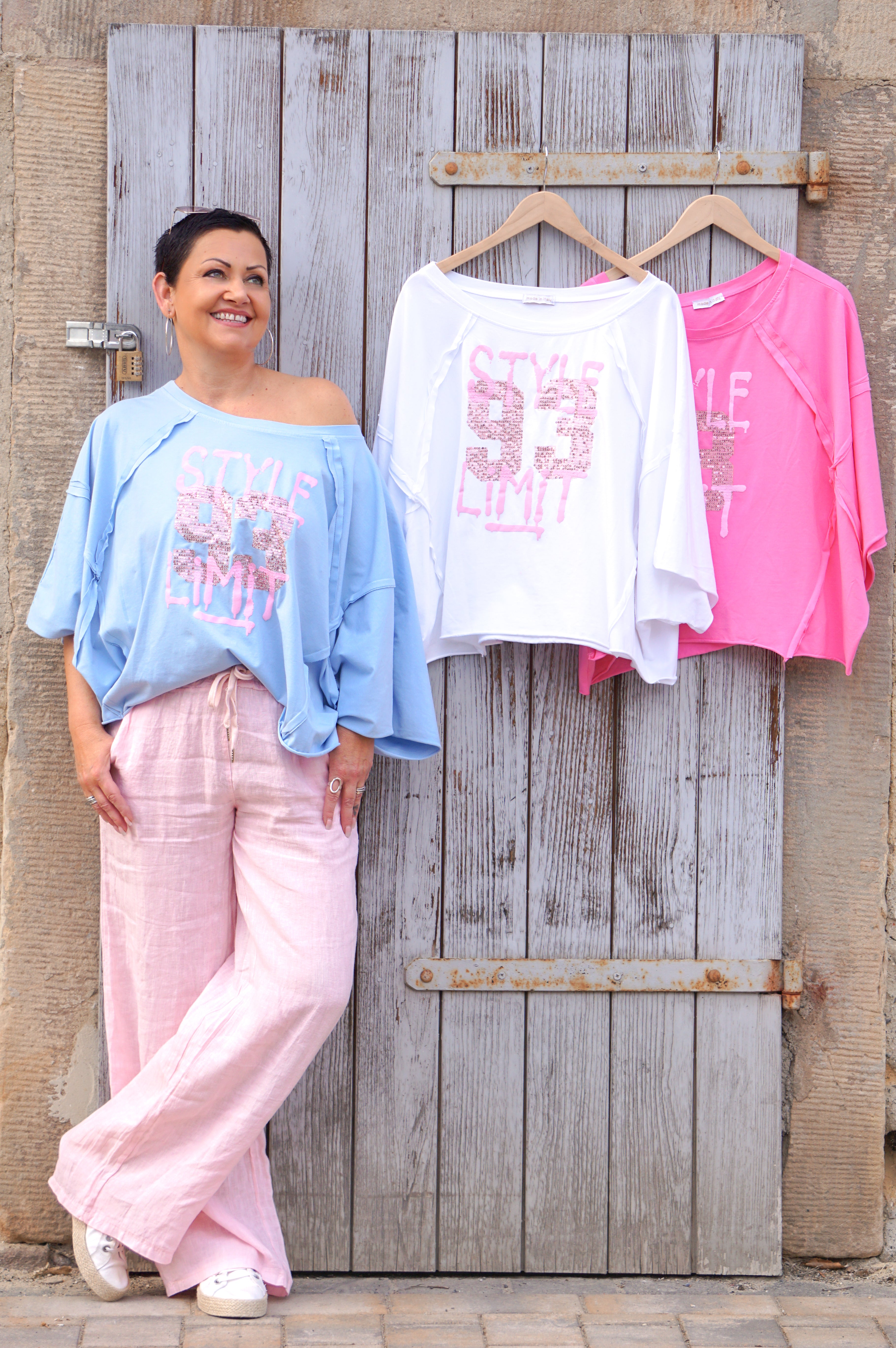 Oversize Shirt „style limit“, hellblau