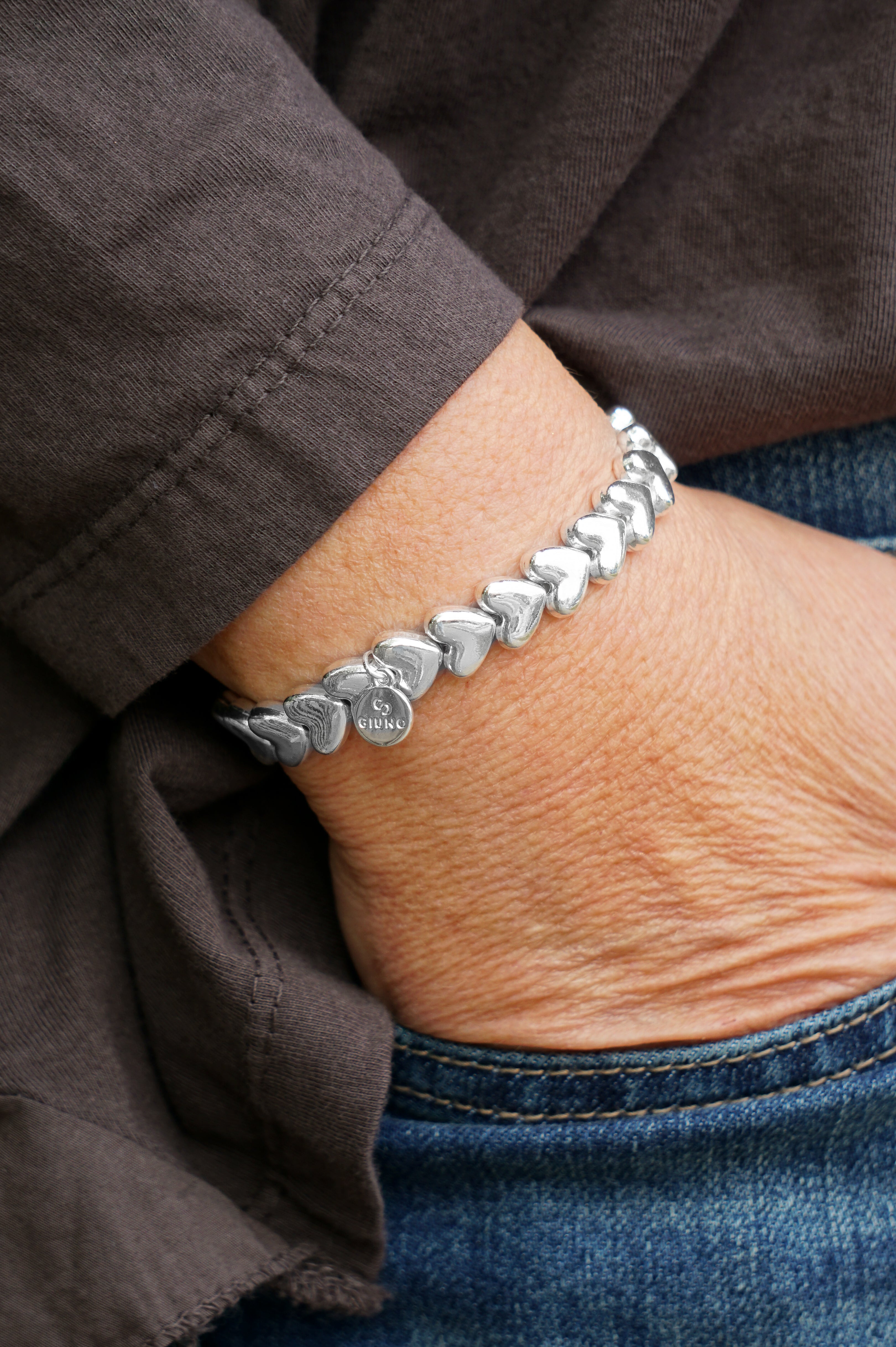 Perlenarmband "hearts", silber