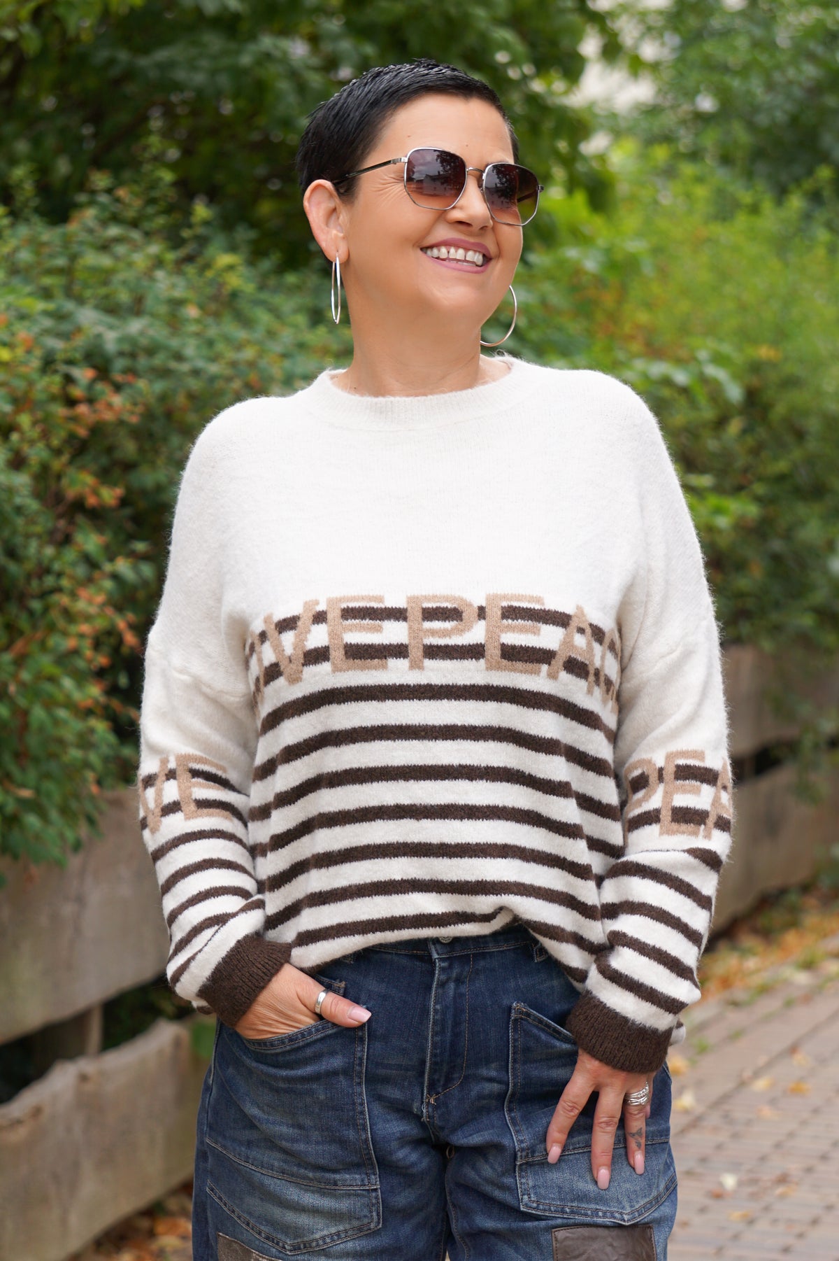 Strickpulli "LOVE&PEACE", creme