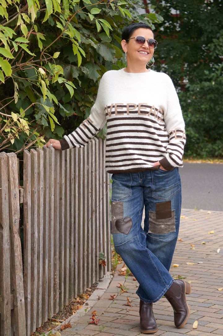 Strickpulli "LOVE&amp;PEACE", creme