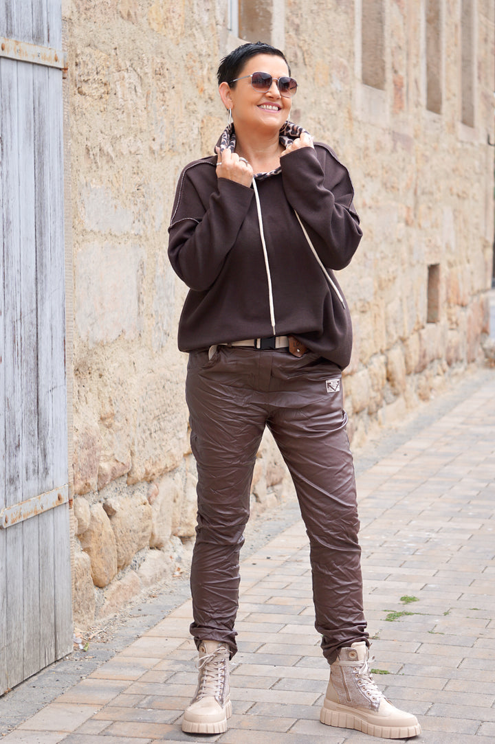 Strickhoodie "Leo", schokobraun