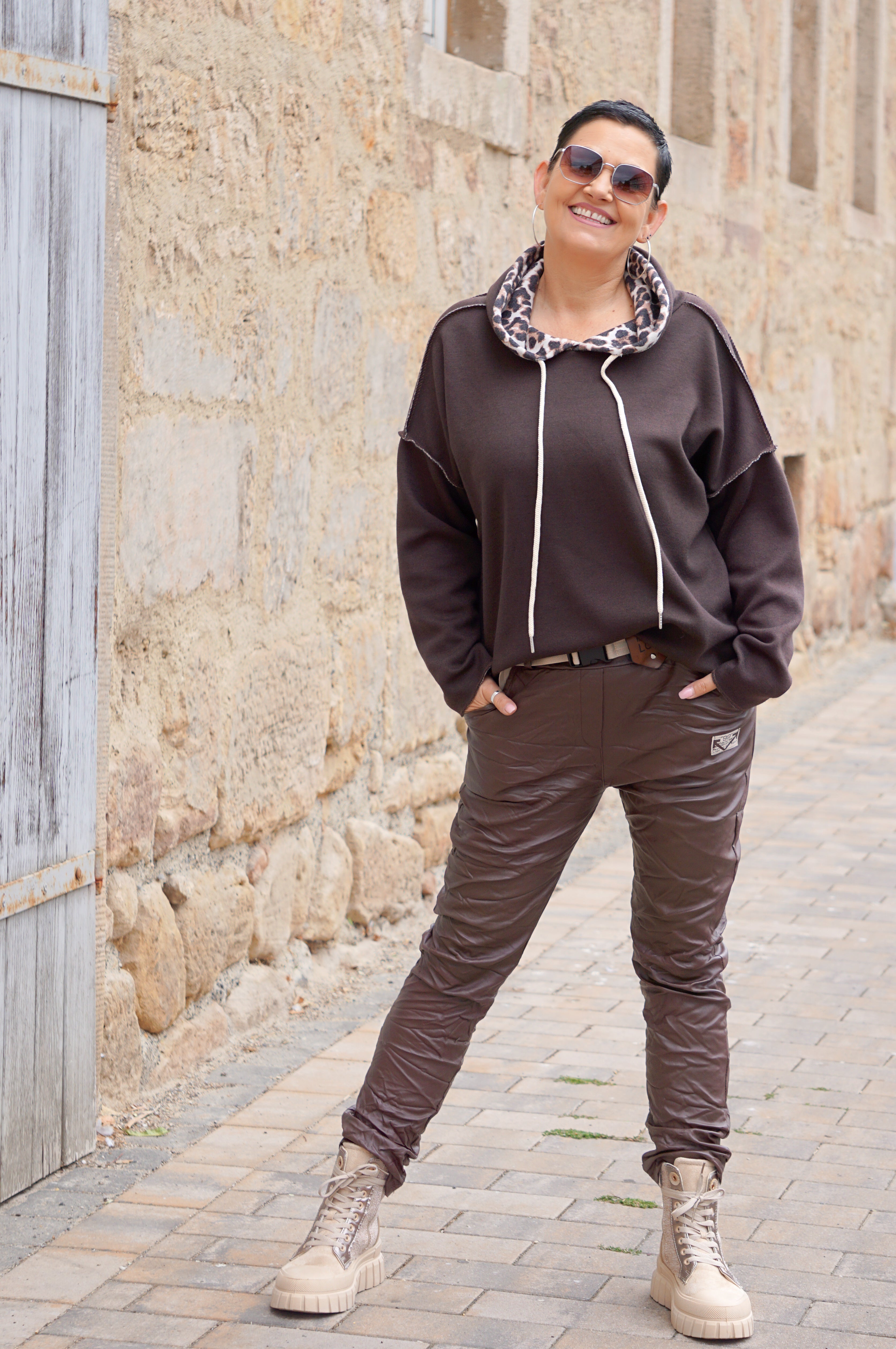 Strickhoodie "Leo", schokobraun