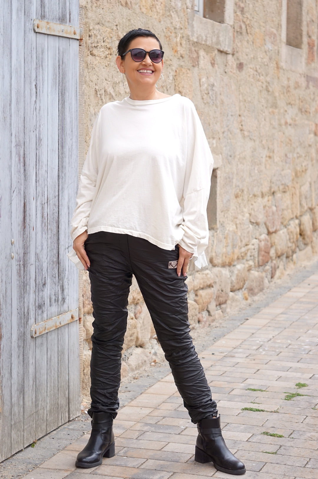 Blusenshirt mit Rüschen, creme