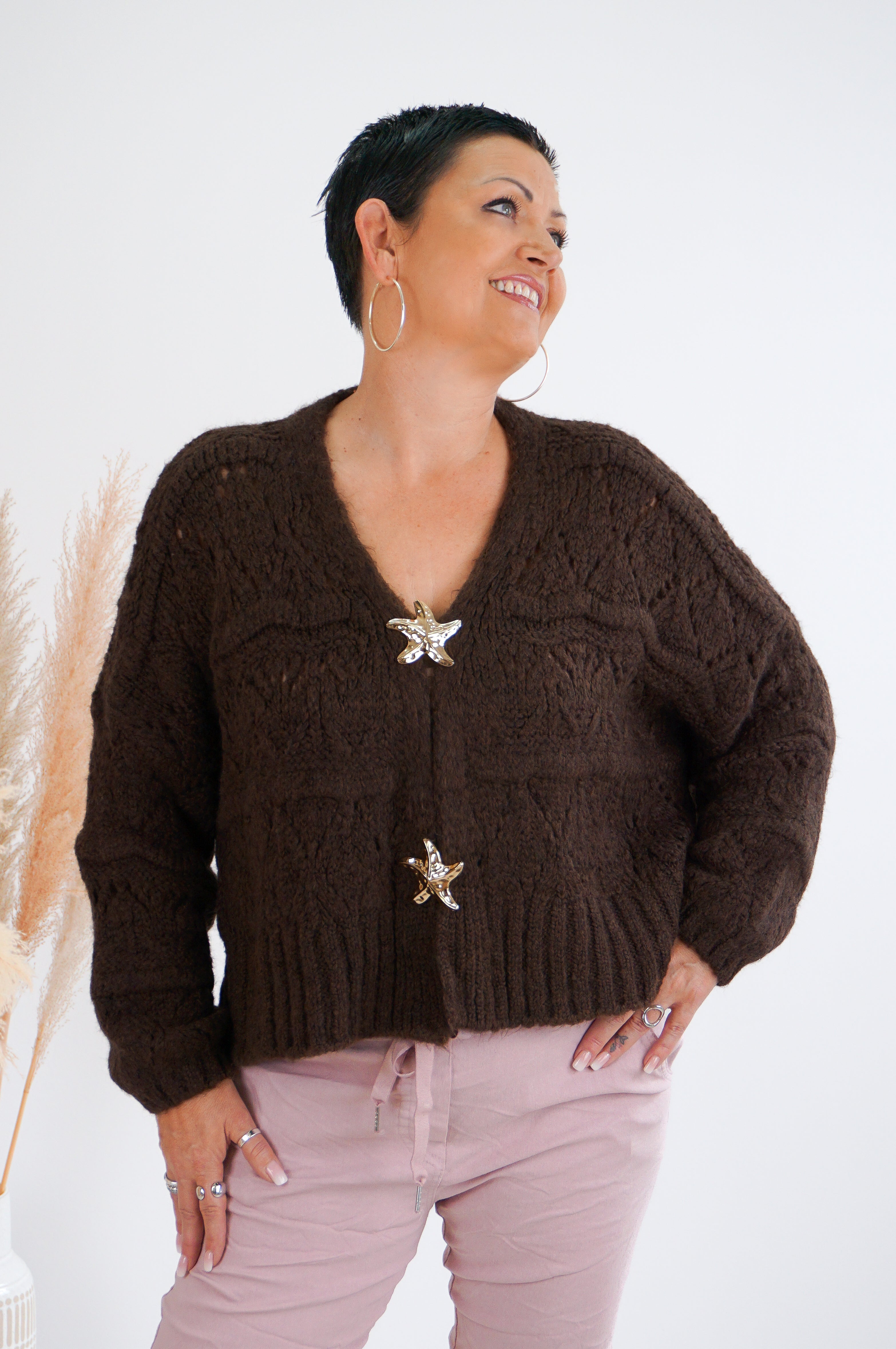 Strickjacke „ocean“, schokobraun