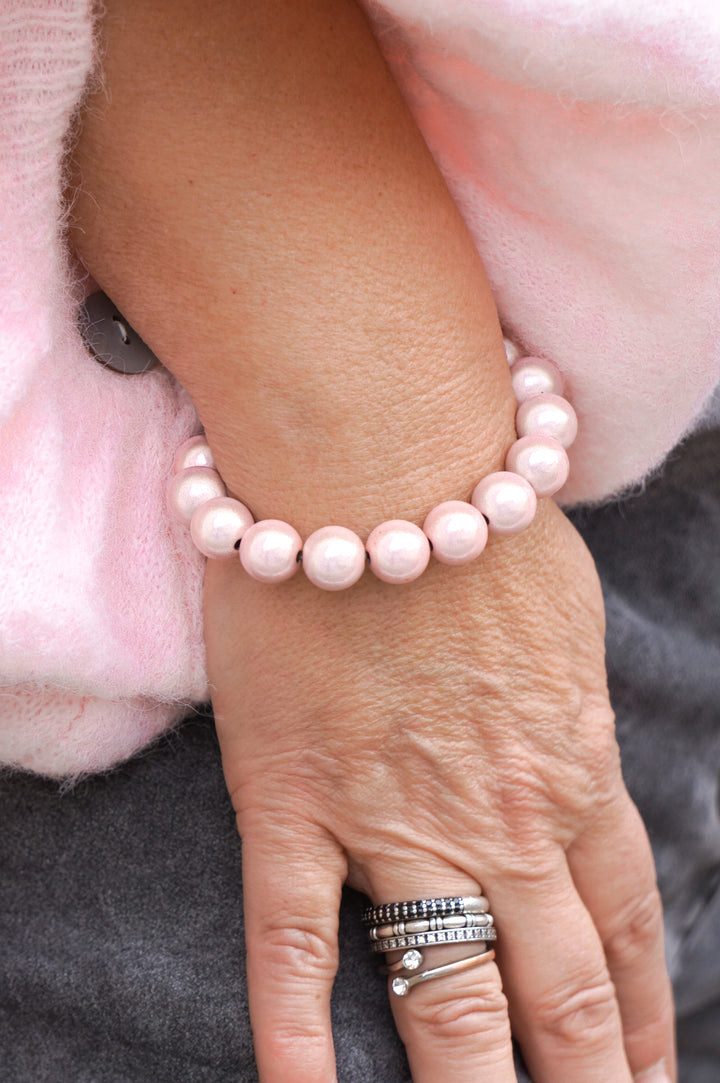 Leuchtendes Perlenarmband, rosa