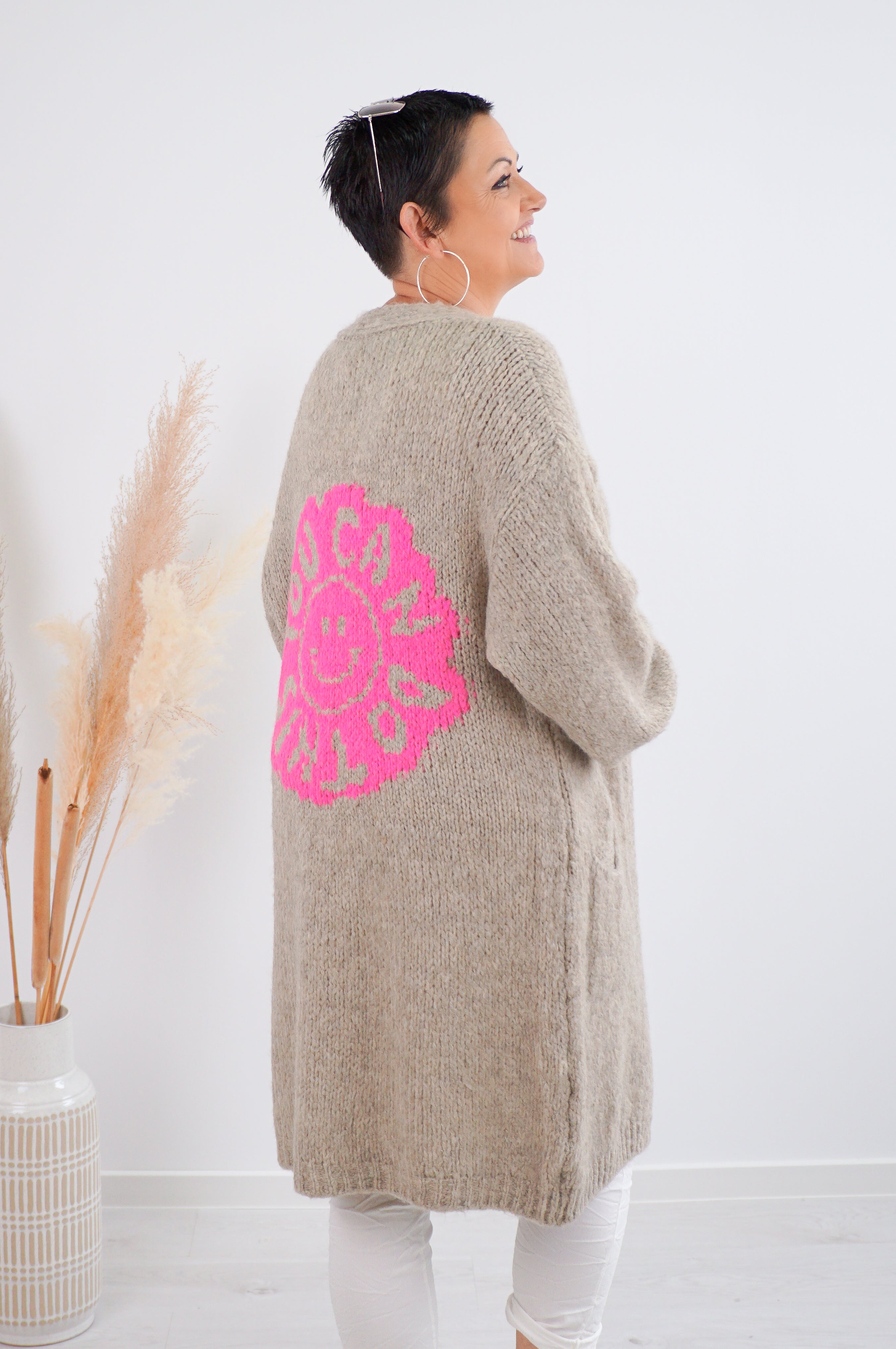 Strickjacke "Do this", beige/pink