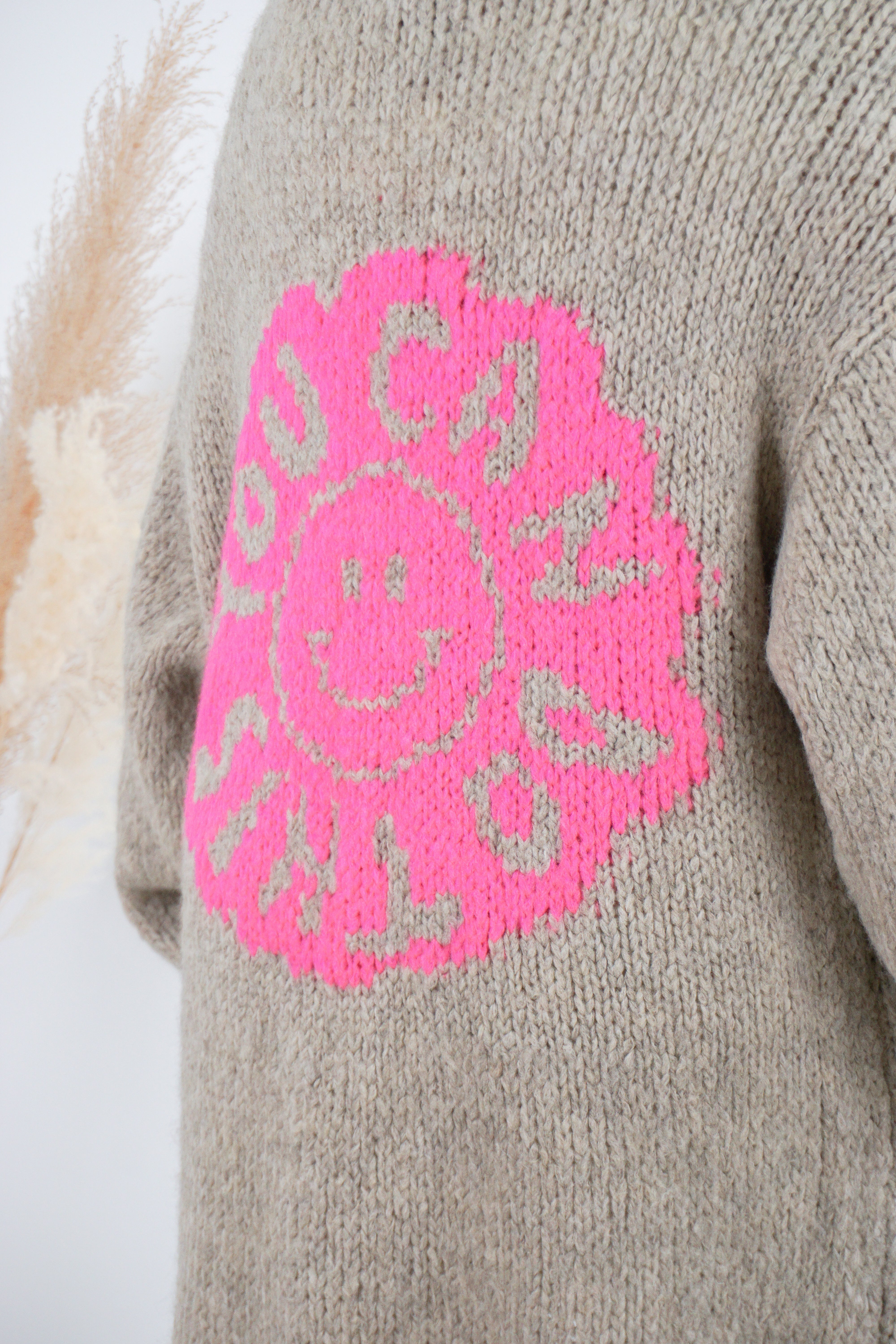 Strickjacke "Do this", beige/pink
