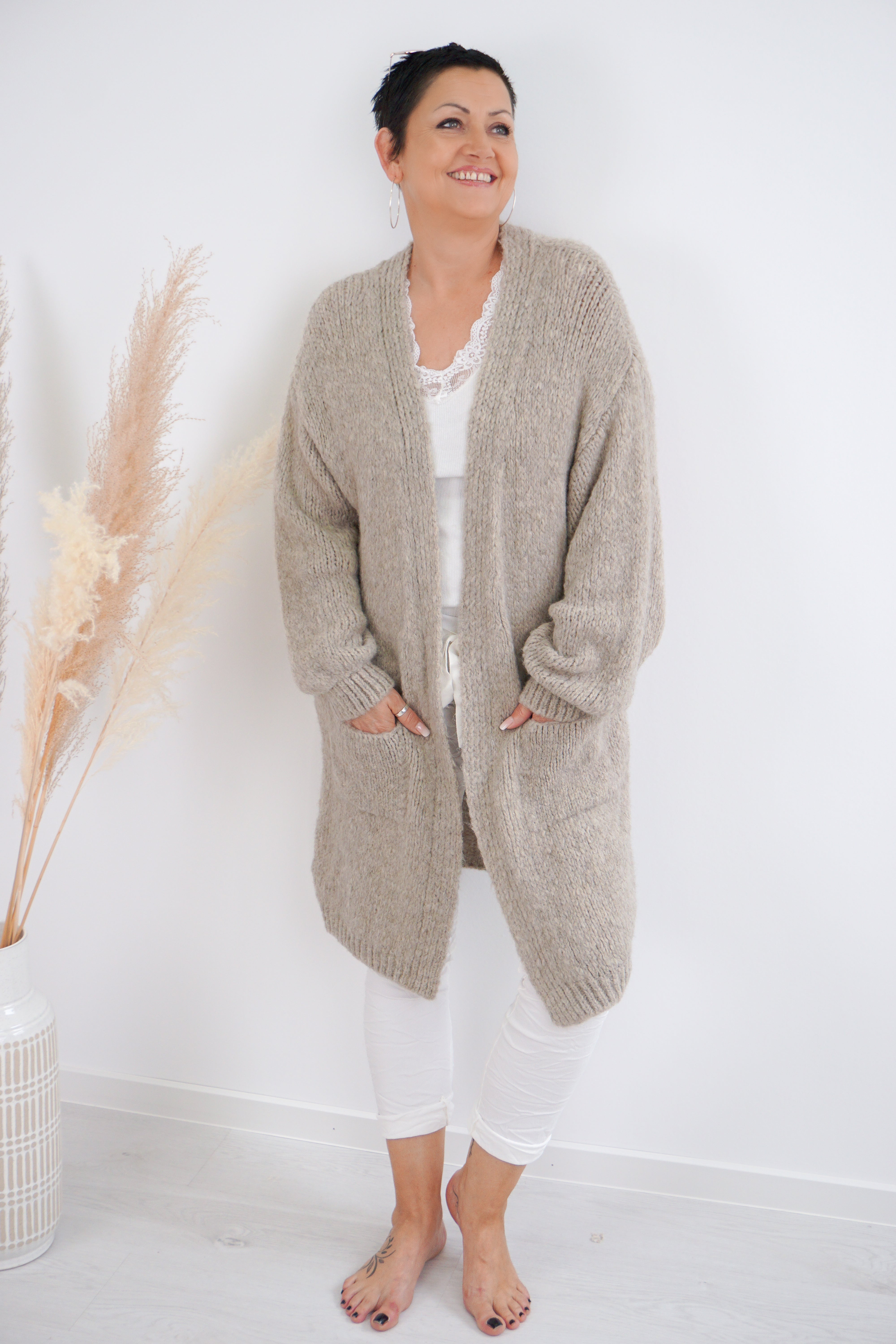 Strickjacke "Do this", beige/pink