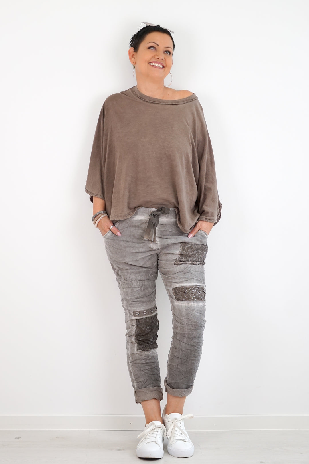 Basic Langarmshirt, braun