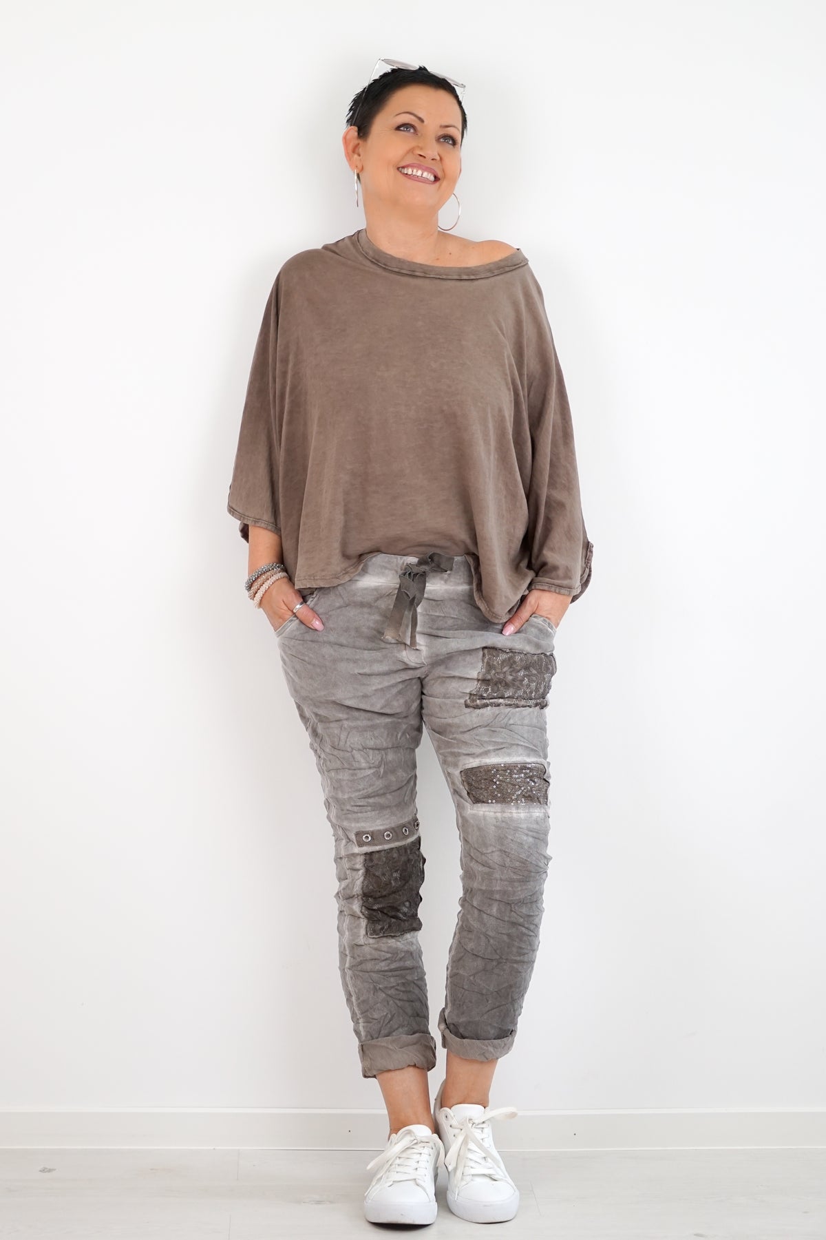 Basic Langarmshirt, braun