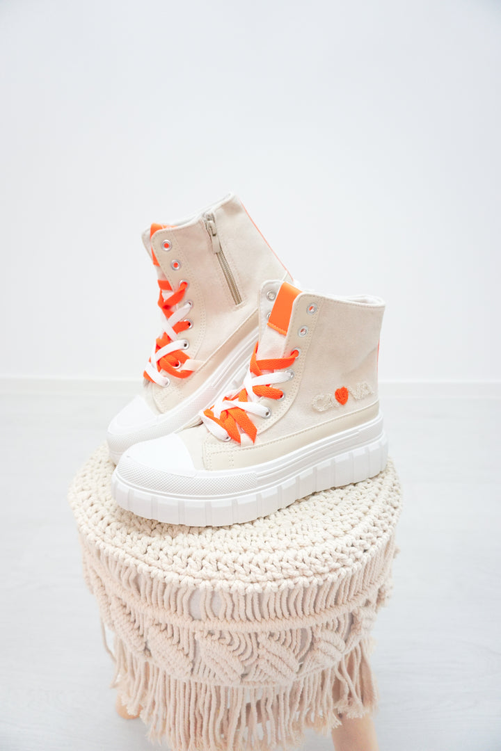 Zweite Wahl- Sneaker "Cava" hellbeige/neonorange - kein Umtausch