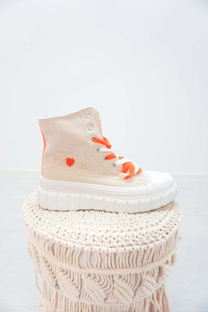 Zweite Wahl- Sneaker "Cava" hellbeige/neonorange - kein Umtausch