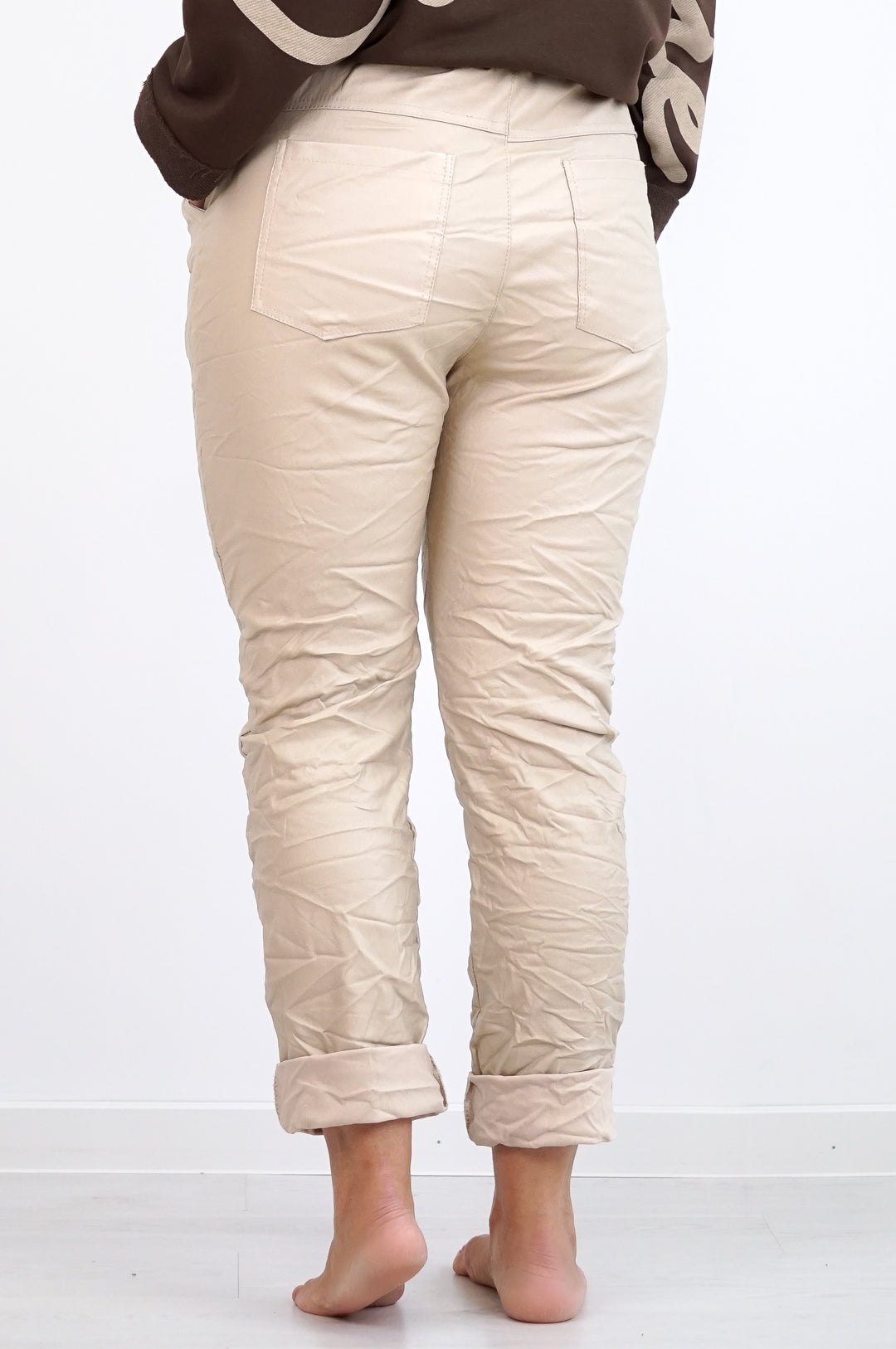 Lederimitat Jogpant, beige