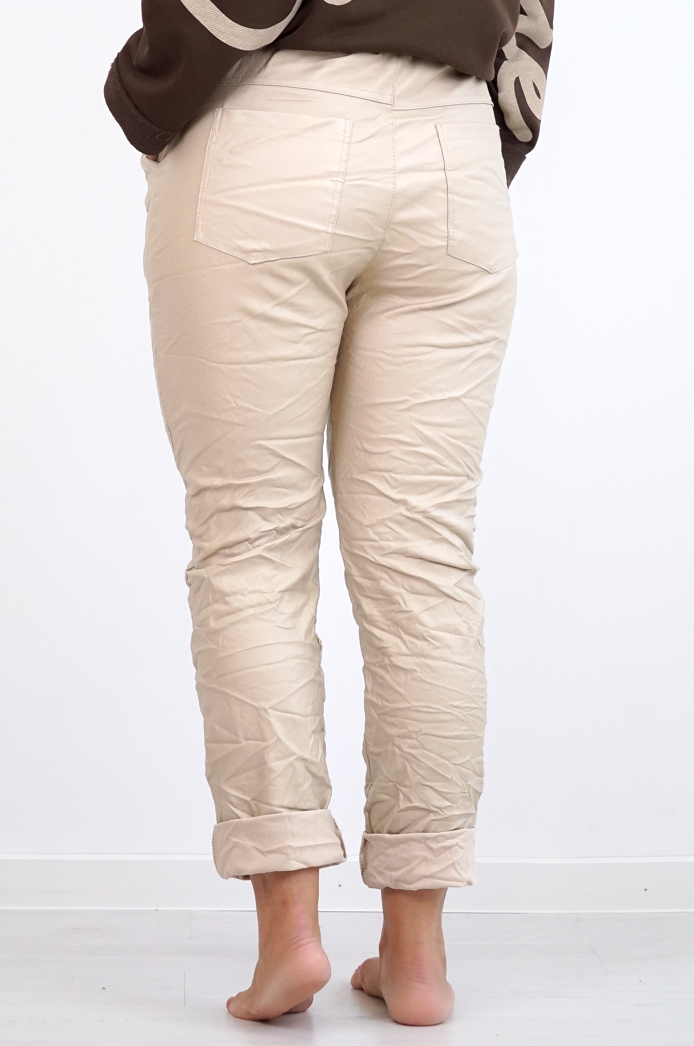 Lederimitat Jogpant, beige