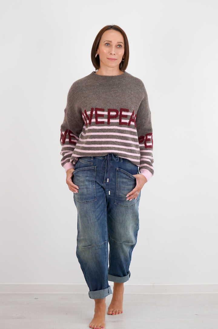 Strickpulli "LOVE&amp;PEACE", taupe