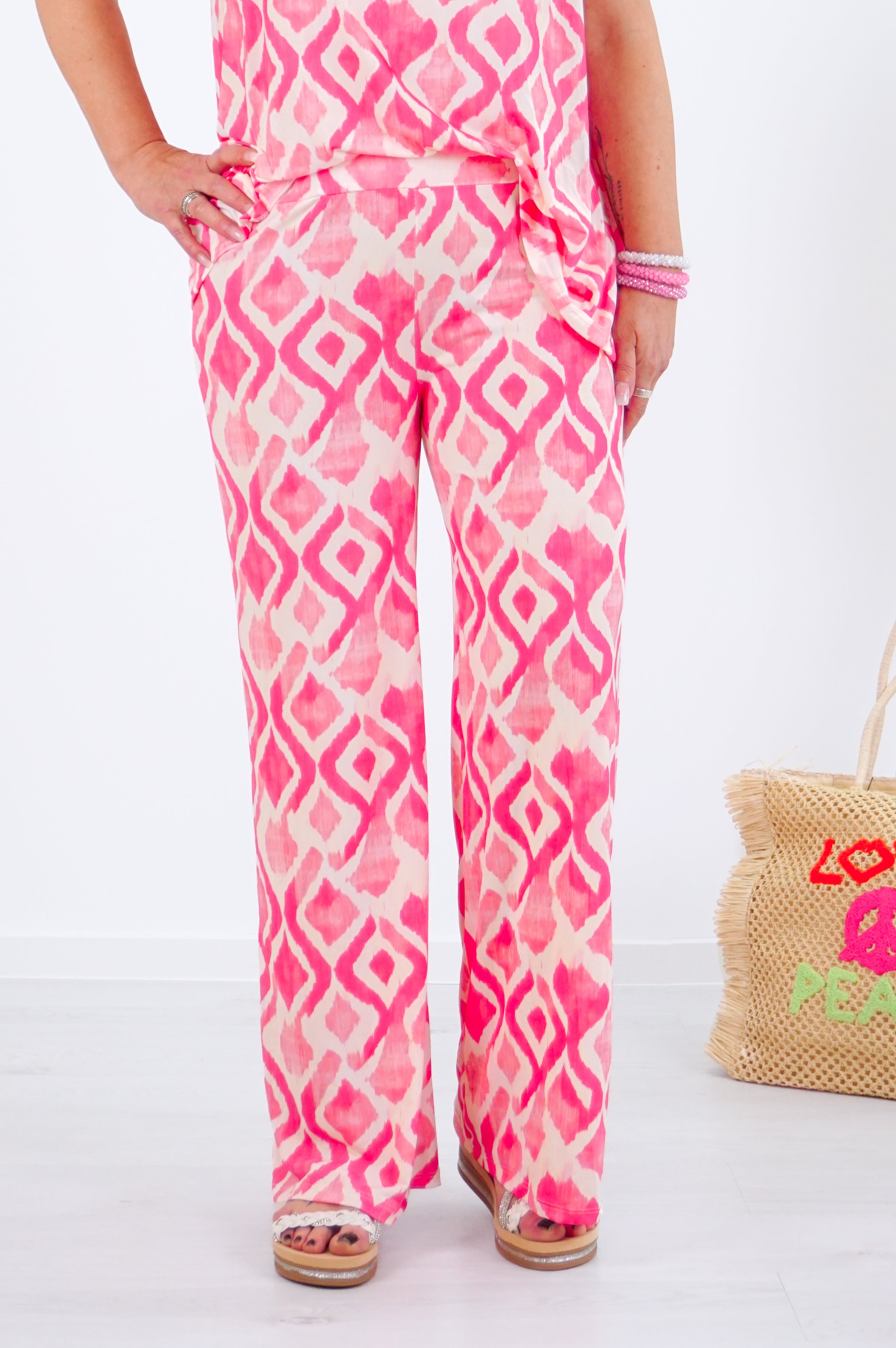 Zweiteiler Hose mit Print, pink