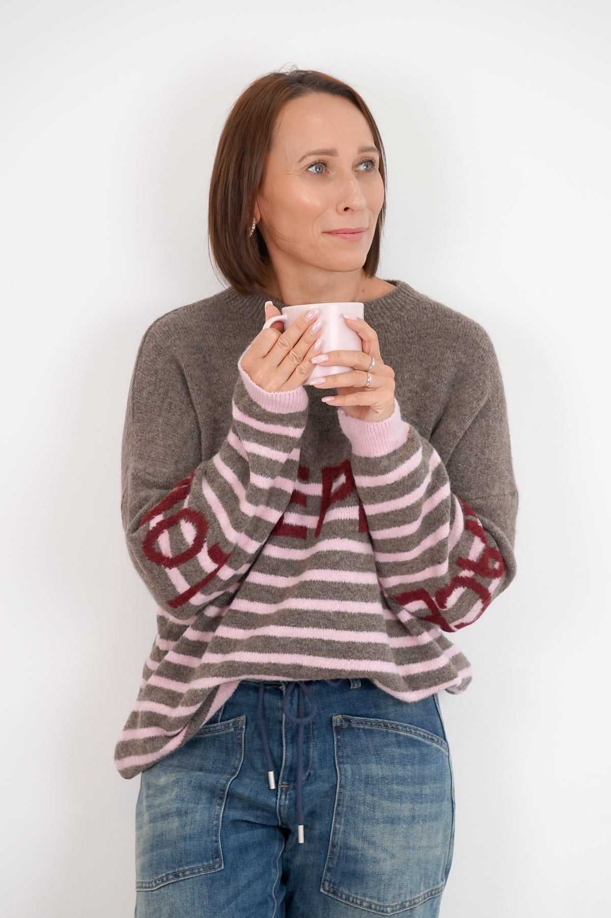 Strickpulli "LOVE&PEACE", taupe