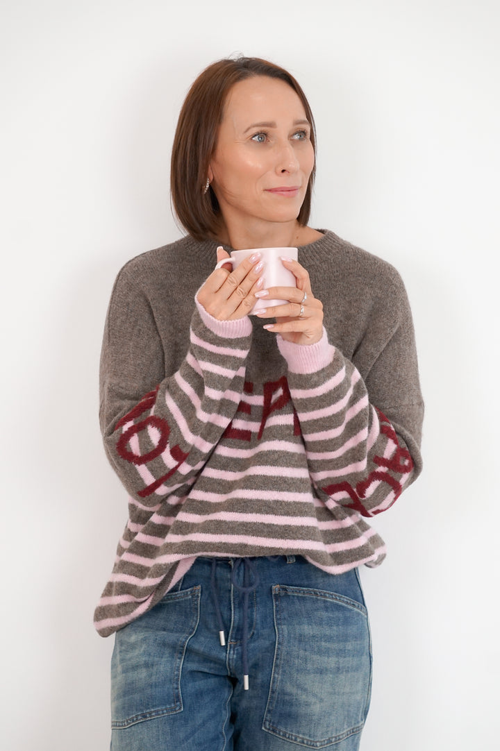 Strickpulli "LOVE&amp;PEACE", taupe