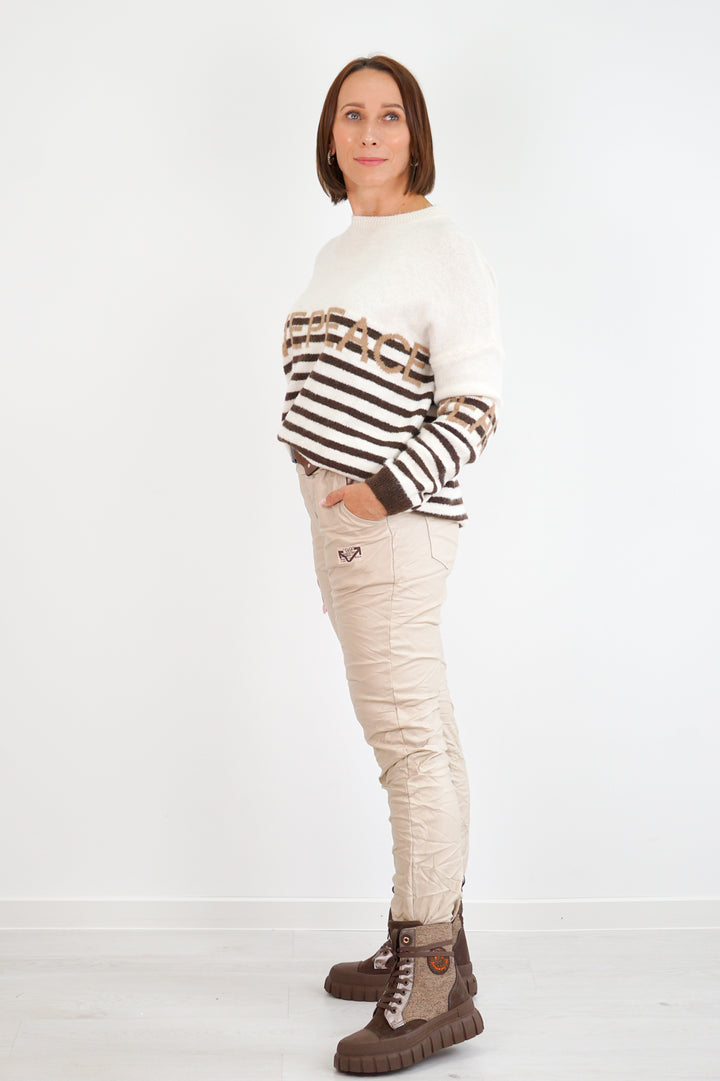 Strickpulli "LOVE&amp;PEACE", creme